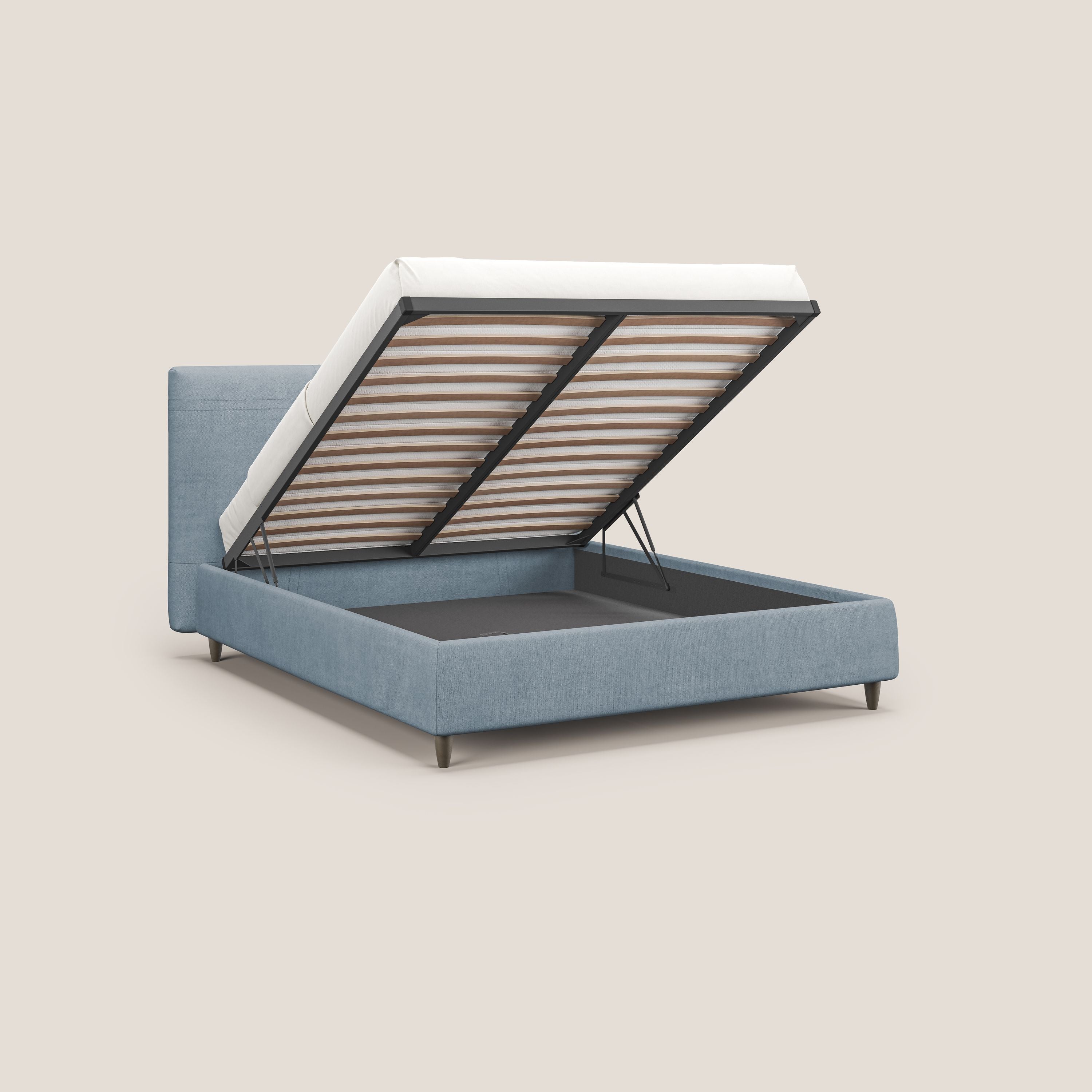 Martina letto imbottito contenitore in tessuto impermeabile T02 carta da zucchero - divani.store