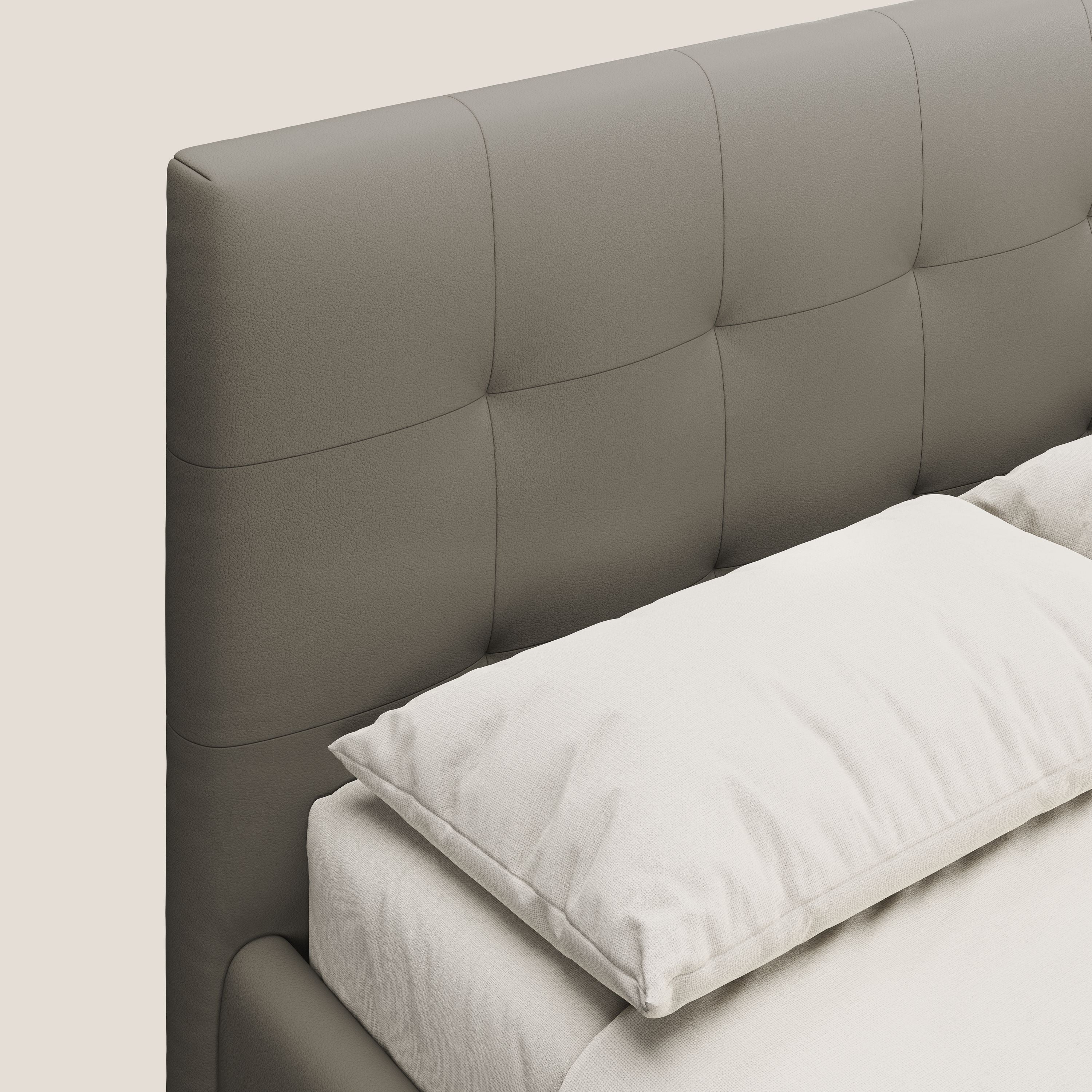 Minato letto imbottito contenitore con testata trapuntata in ecopelle impermeabile T04 talpa - divani.store