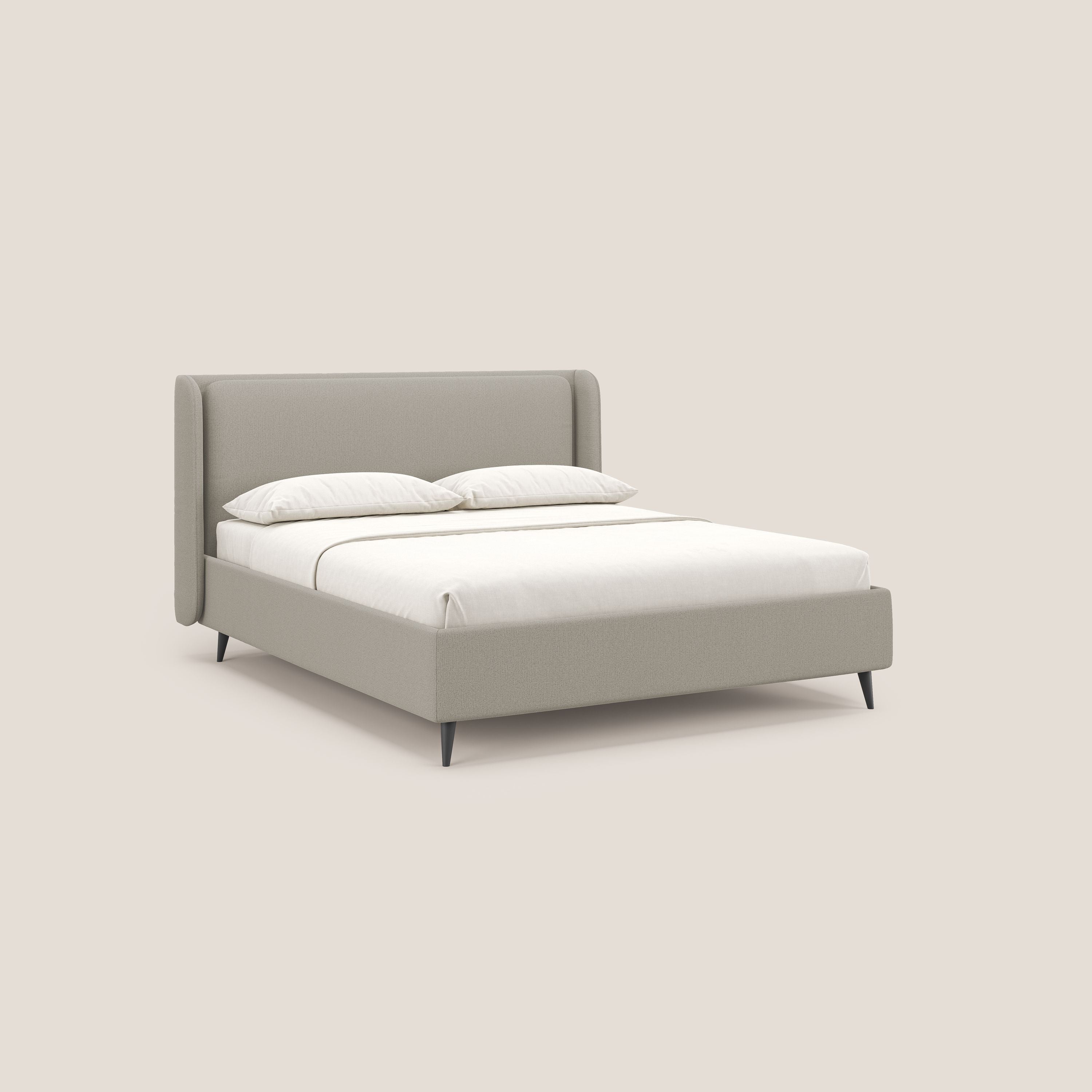 Nadine letto contenitore di design e comfort Italiano in tessuto impermeabile T19 panna - divani.store