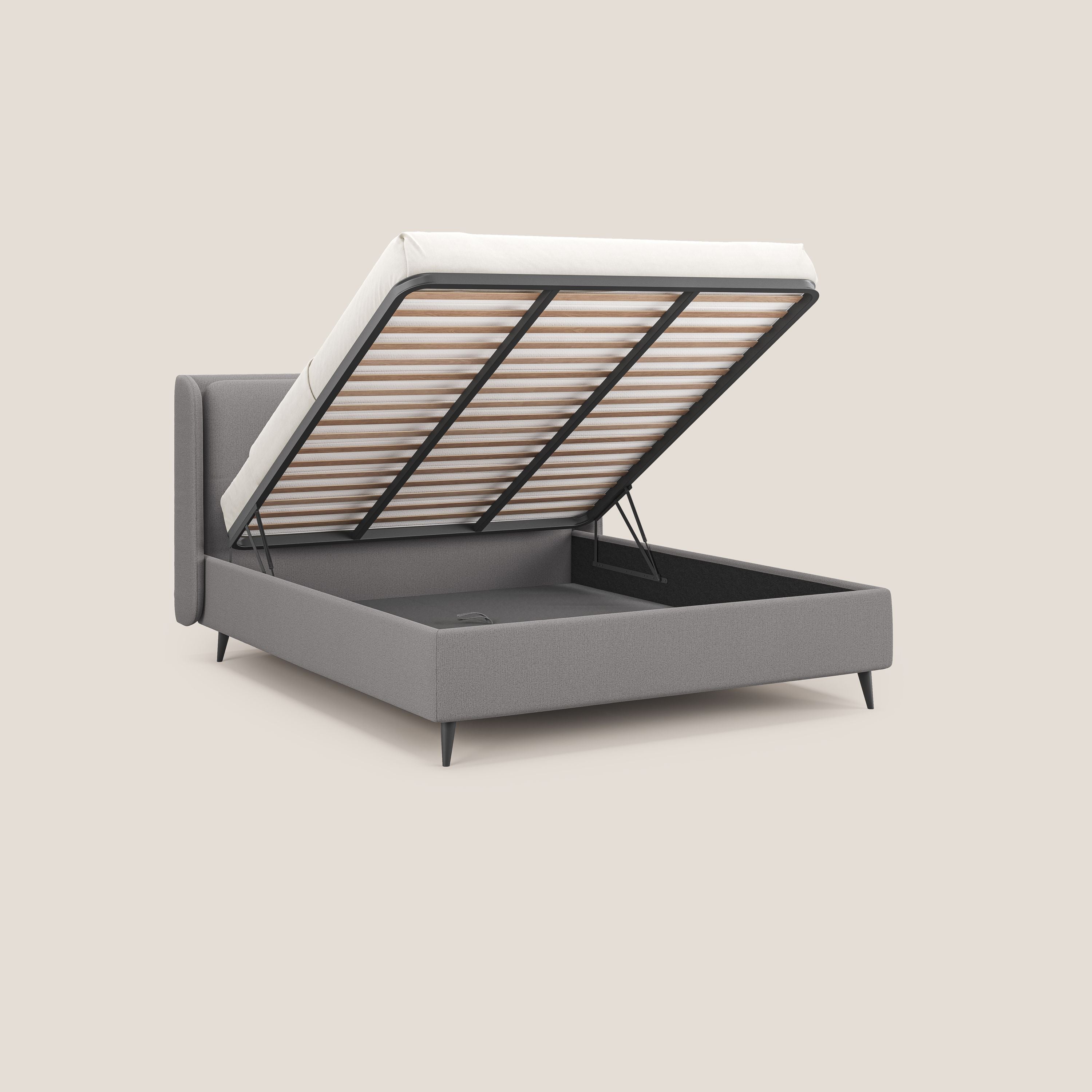 Nadine letto contenitore di design e comfort Italiano in tessuto impermeabile T19 grigio - divani.store