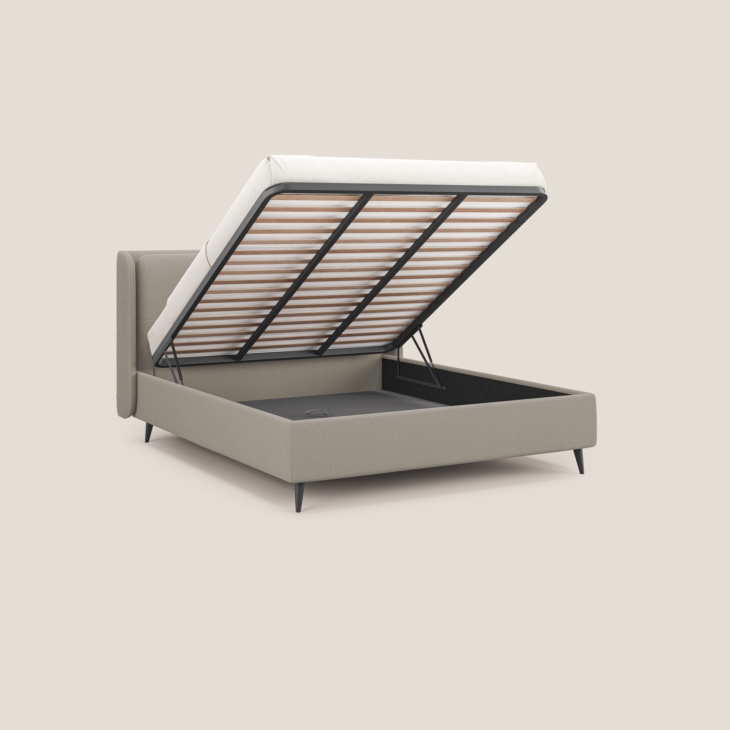 Nadine letto contenitore di design e comfort Italiano in tessuto impermeabile T19 panna - divani.store