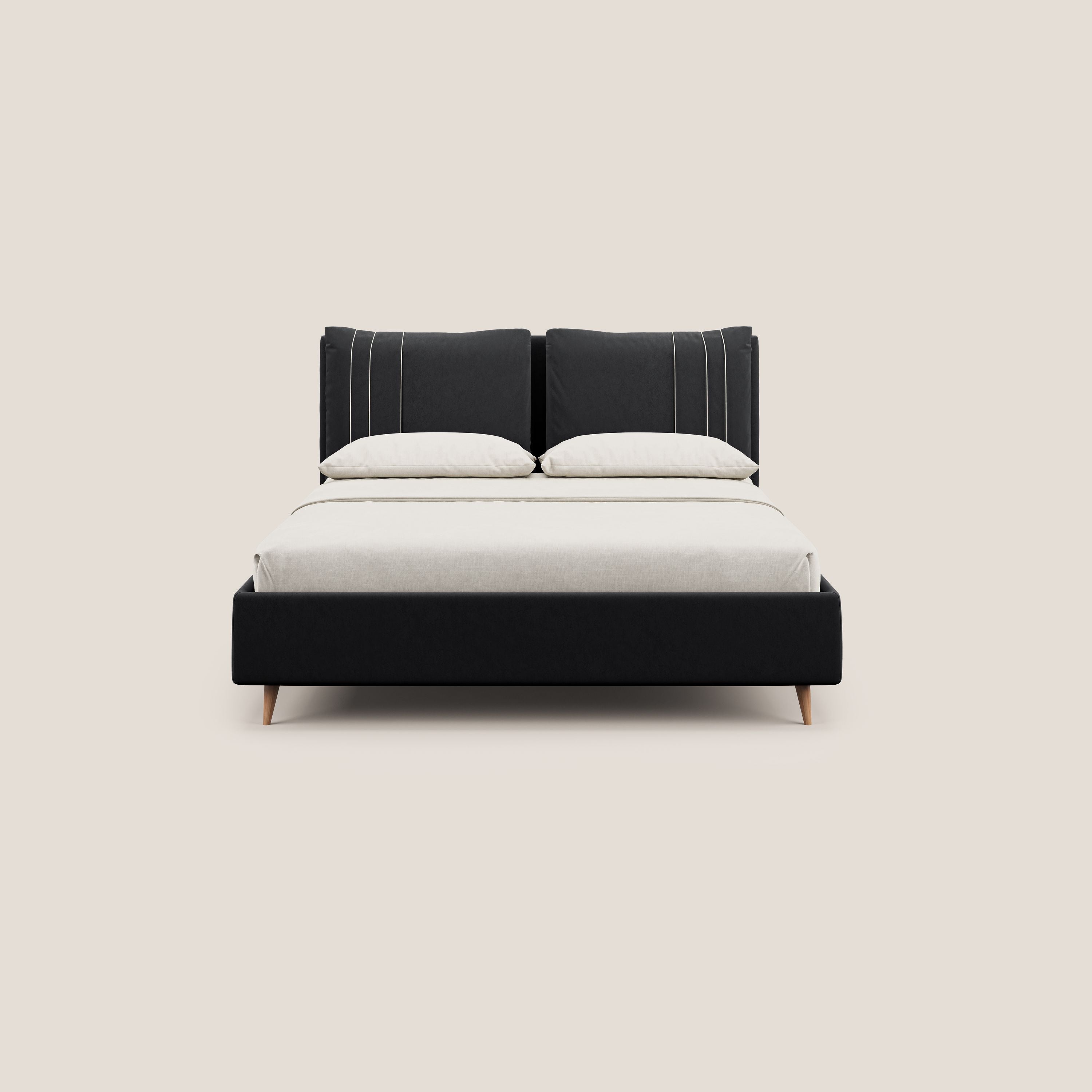 Nathan letto contenitore con cuscini regolabili con tasche in microfibra velluto impermeabile T09 antracite - divani.store