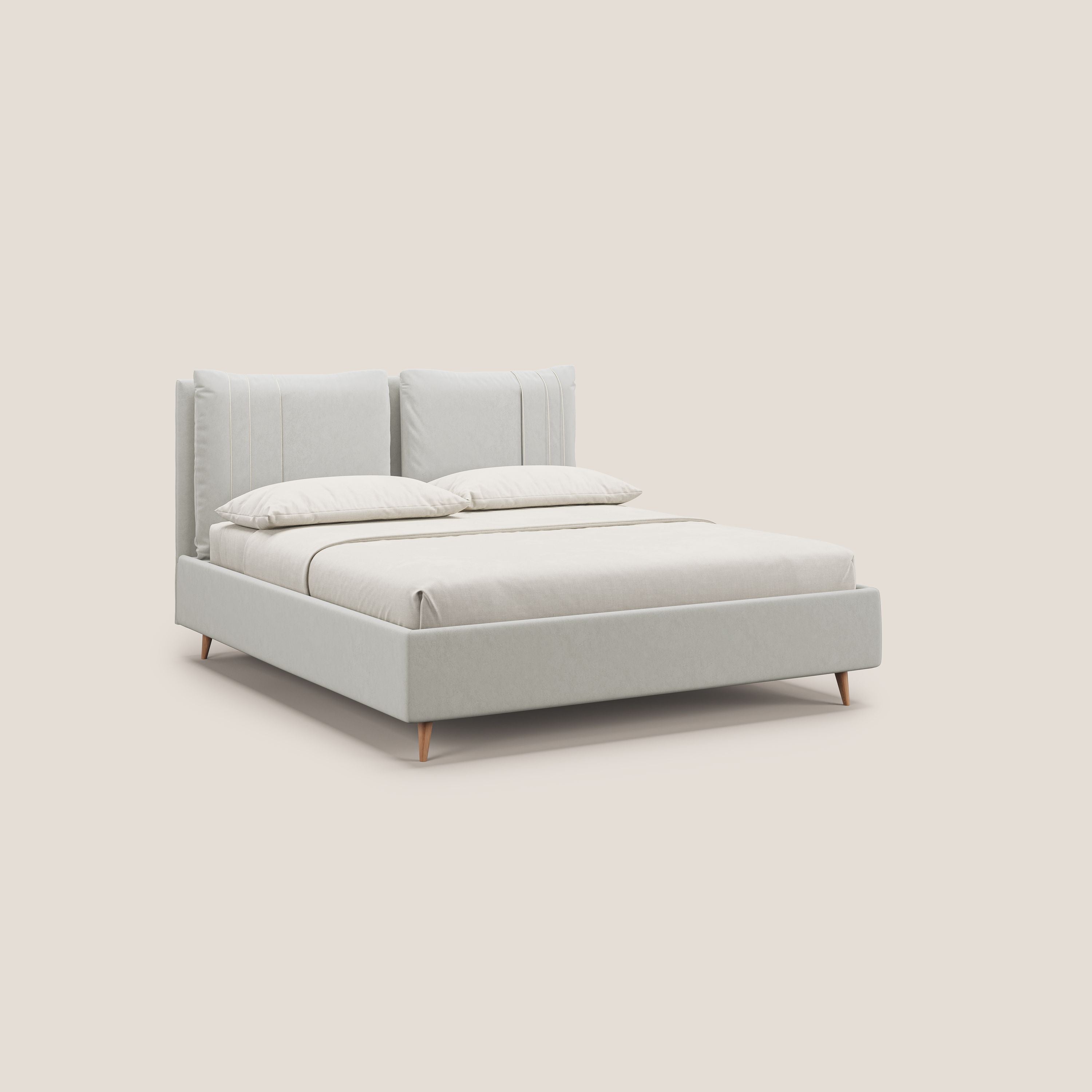 Nathan letto contenitore con cuscini regolabili con tasche in microfibra velluto impermeabile T09 panna - divani.store