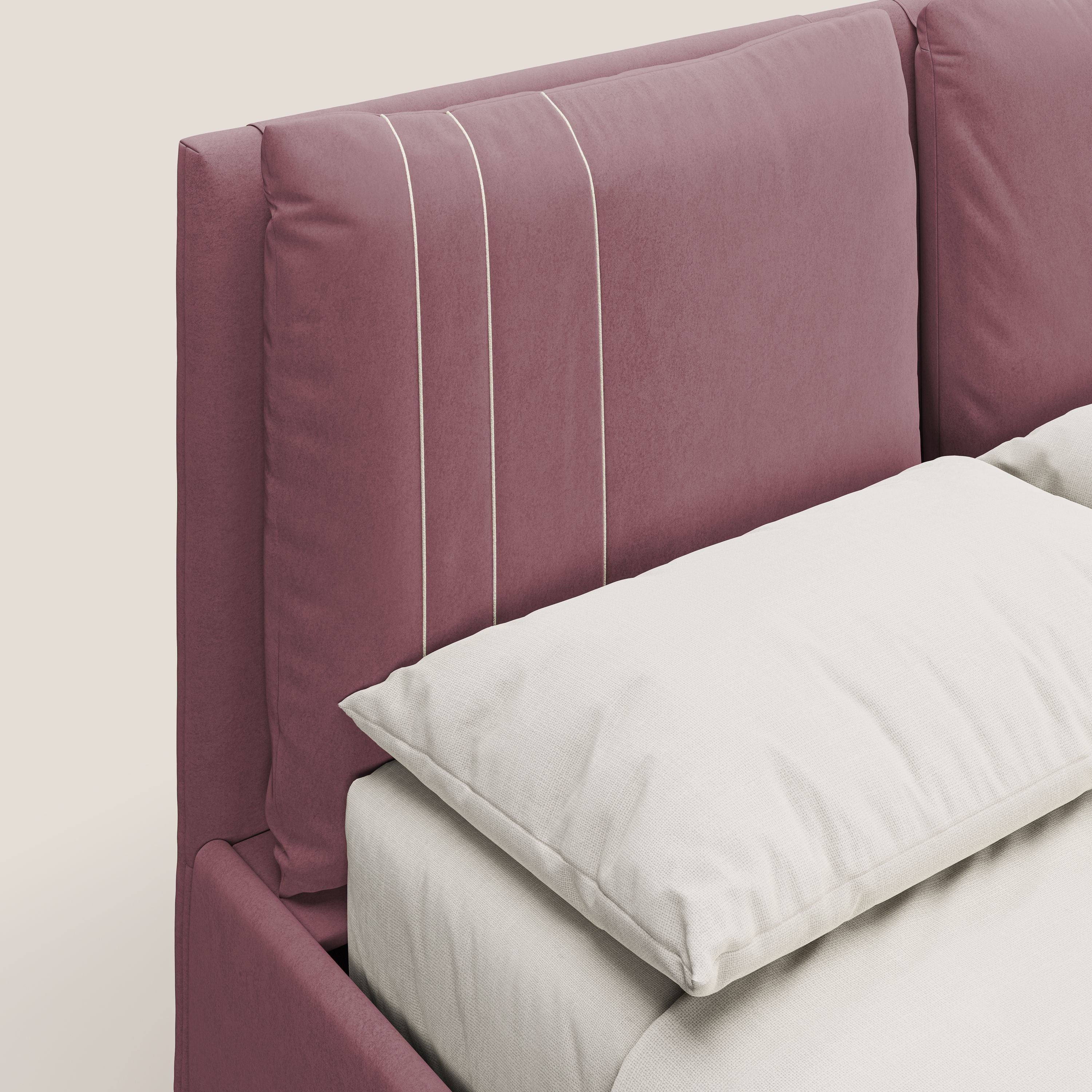 Nathan letto contenitore con cuscini regolabili con tasche in microfibra velluto impermeabile T09 salmone - divani.store