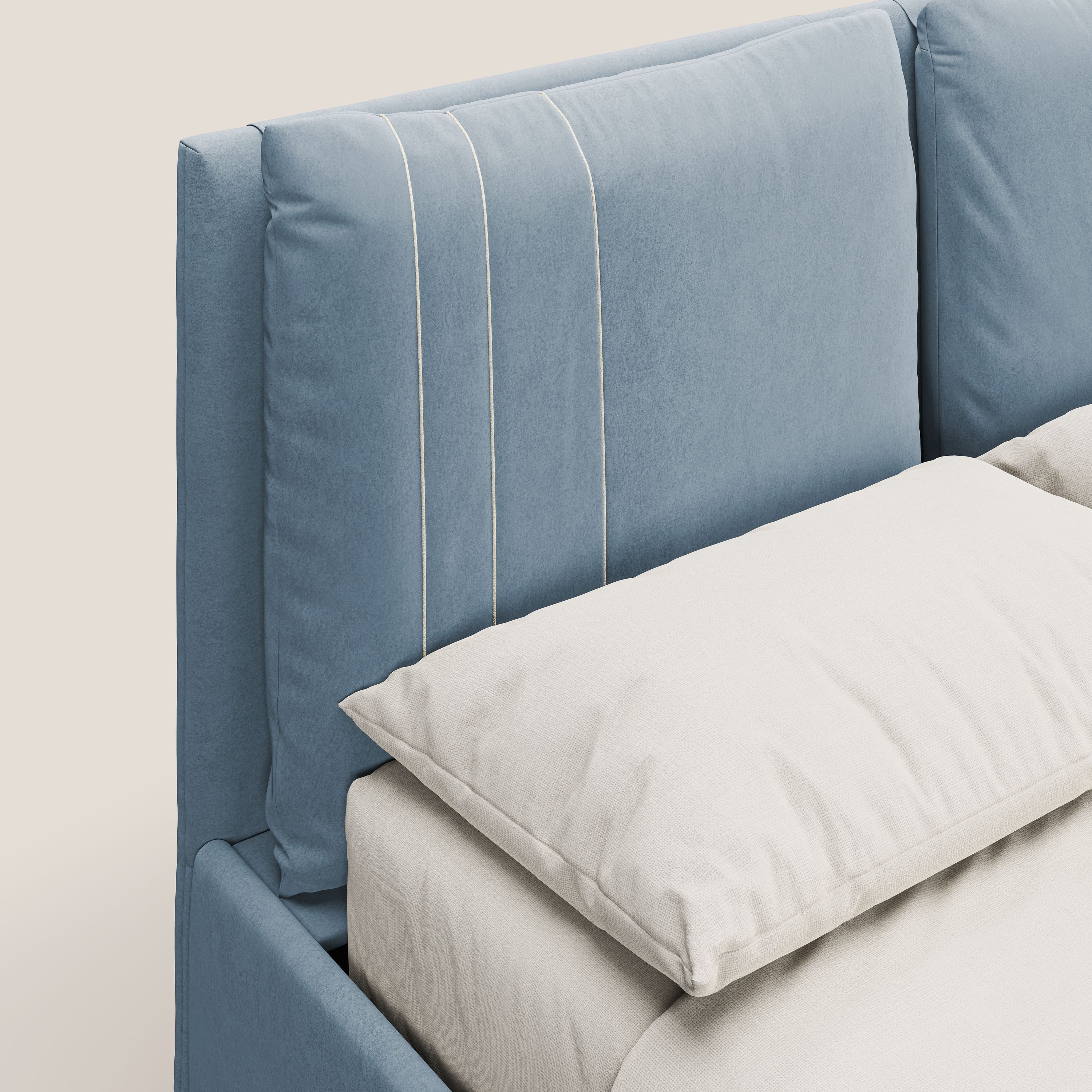 Nathan letto contenitore con cuscini regolabili con tasche in microfibra velluto impermeabile T09 carta da zucchero - divani.store