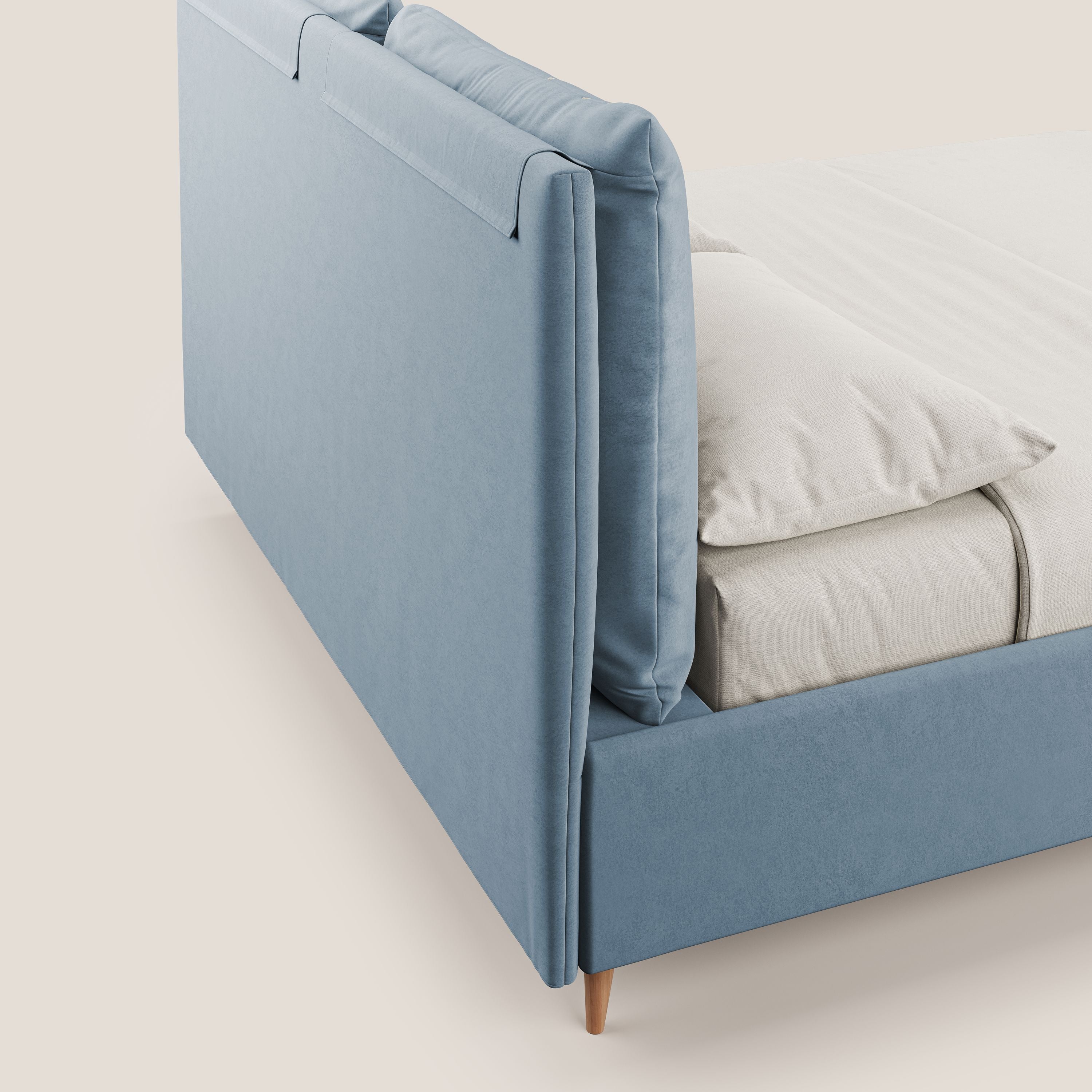 Nathan letto contenitore con cuscini regolabili con tasche in microfibra velluto impermeabile T09 carta da zucchero - divani.store