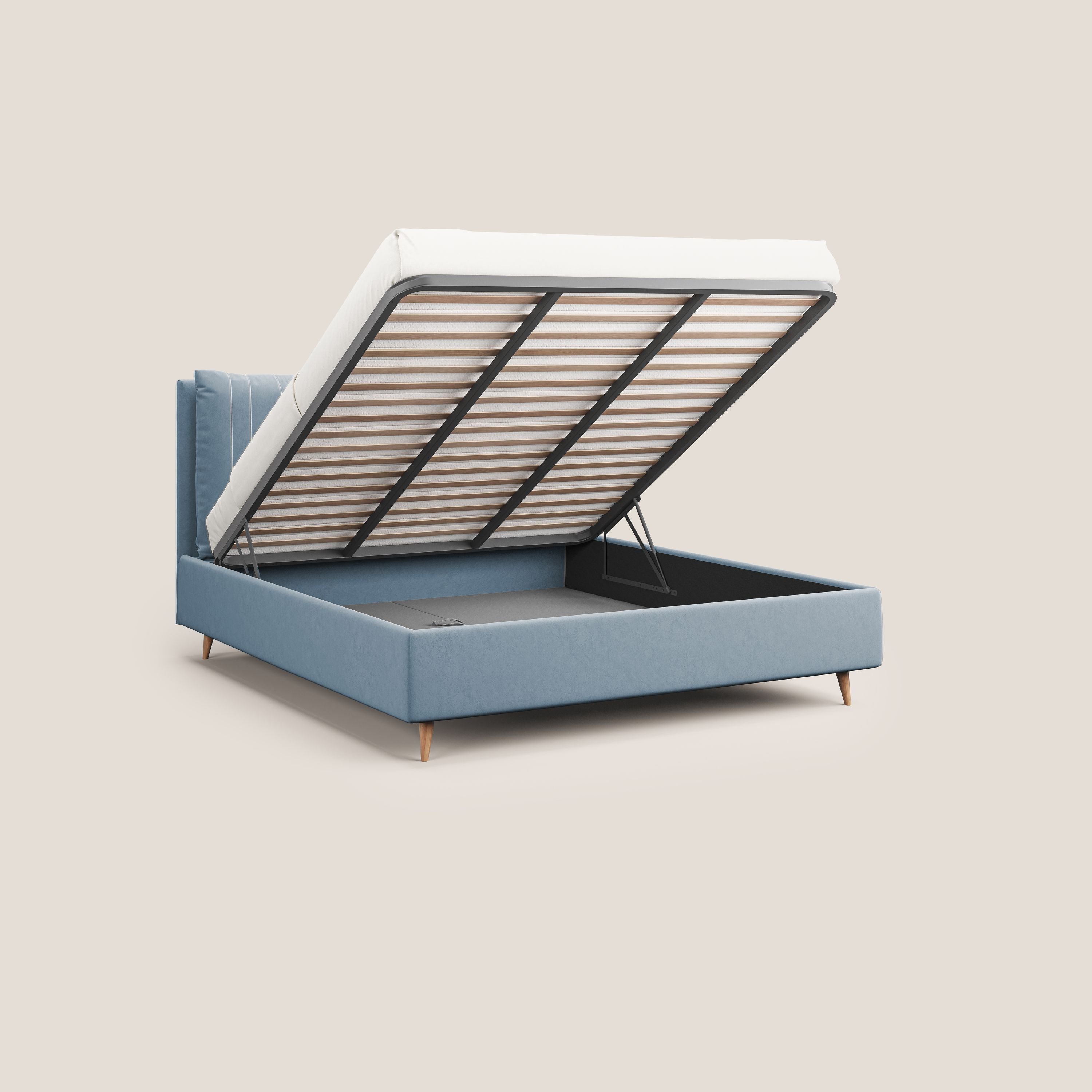 Nathan letto contenitore con cuscini regolabili con tasche in microfibra velluto impermeabile T09 carta da zucchero - divani.store