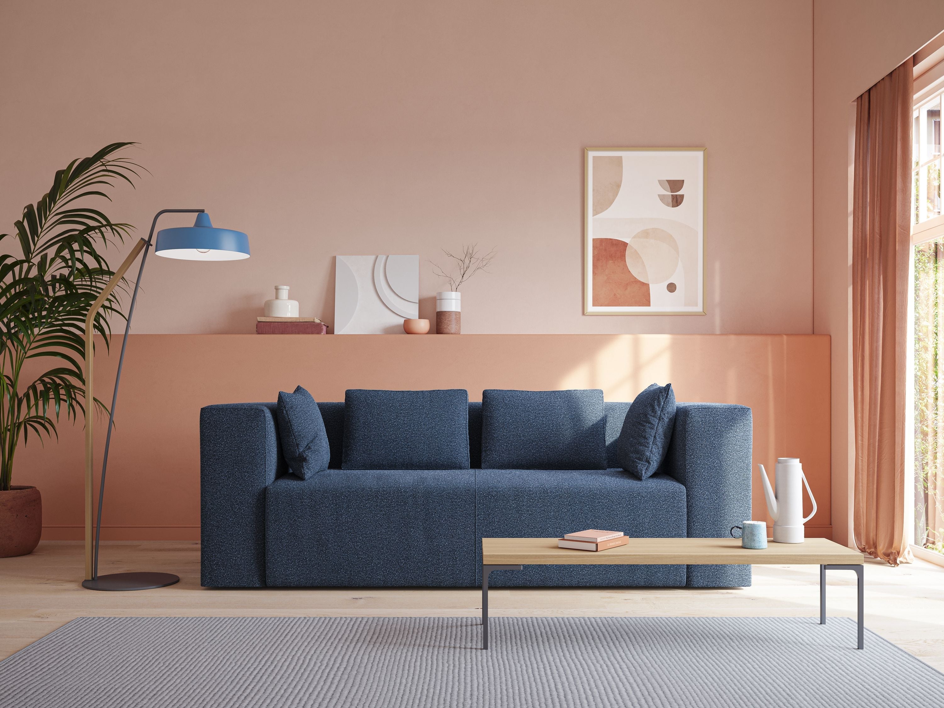 Nettuno divano moderno componibile in morbido tessuto bouclè T07 beige - divani.store