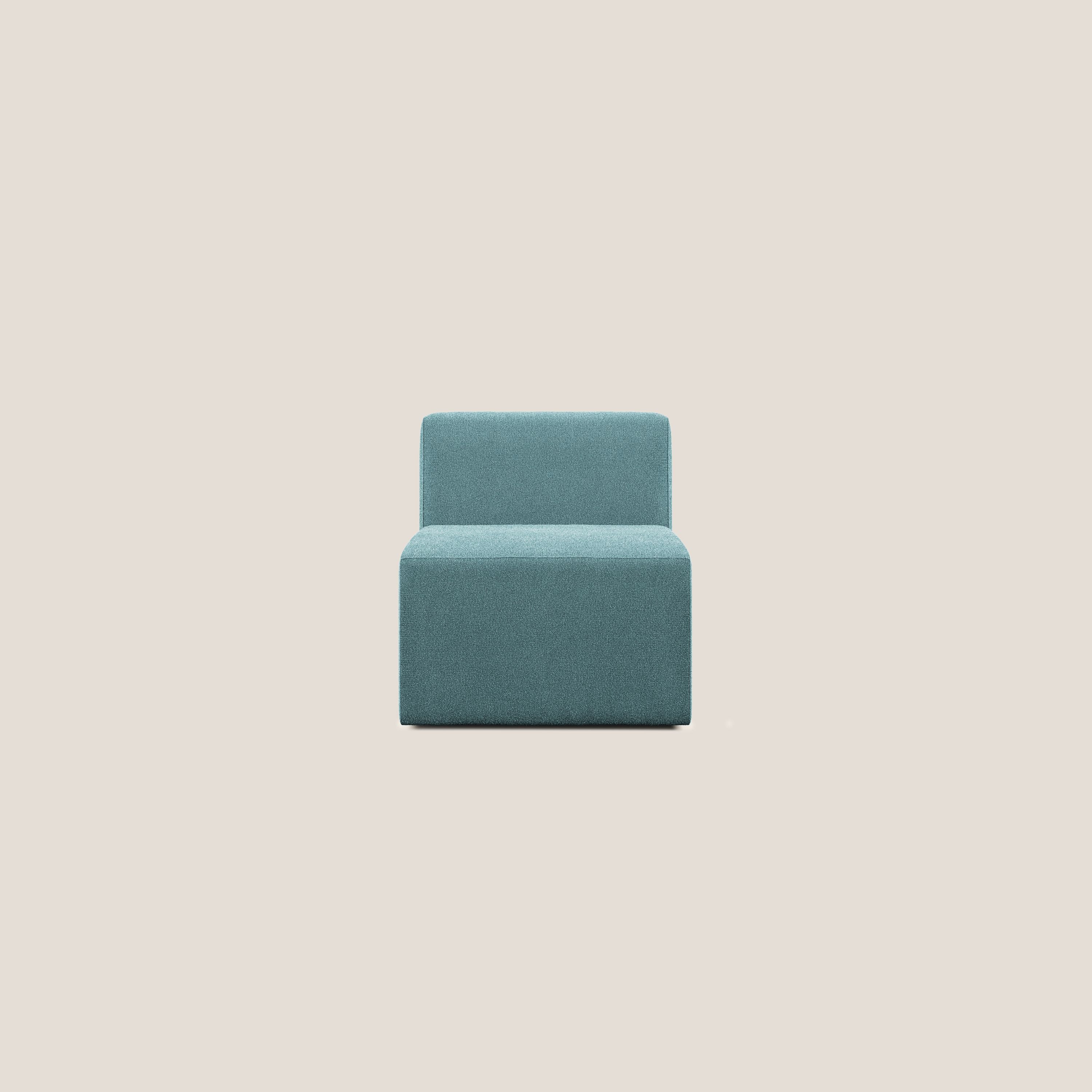 Nettuno modulo poltrona centrale in morbido tessuto bouclè T07 azzurro - divani.store