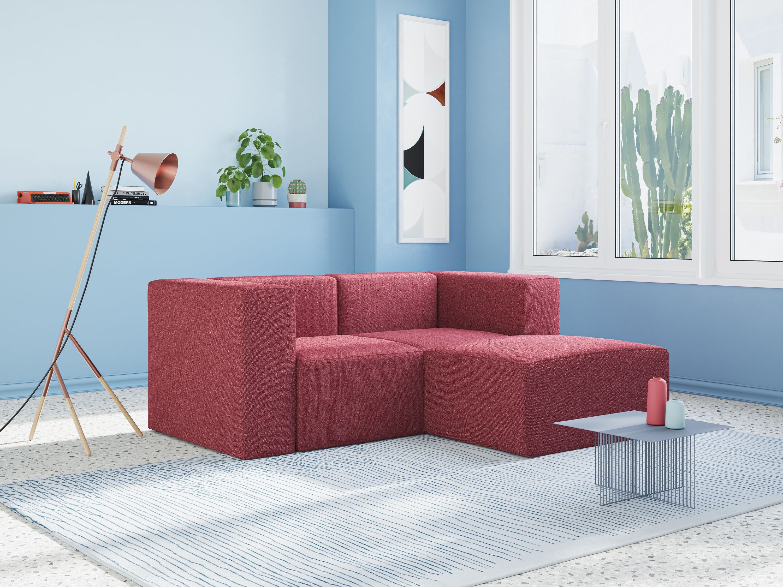 Nettuno divano angolare modulare reversibile e componibile in morbido tessuto bouclè T07 antracite - divani.store