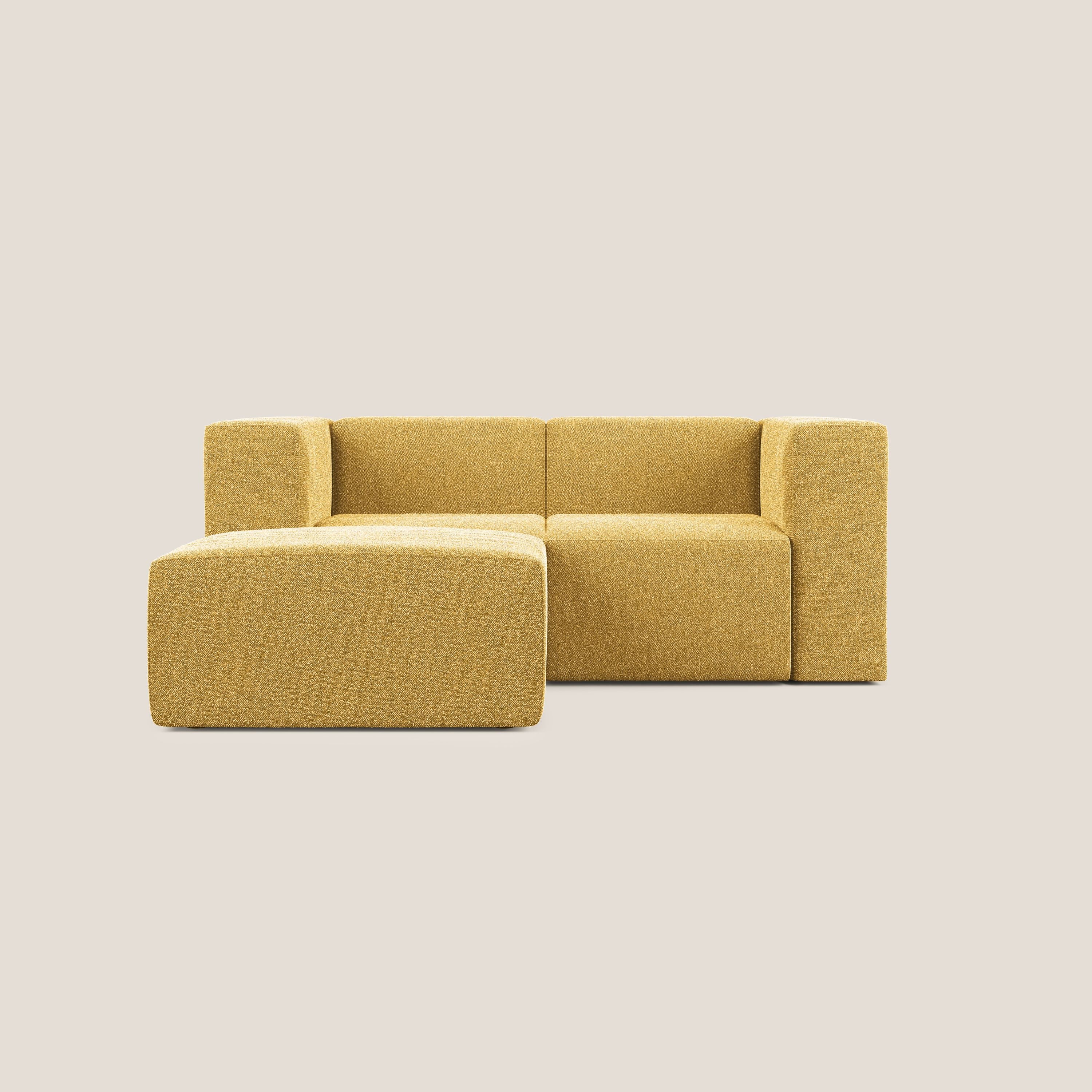 Nettuno divano angolare modulare reversibile e componibile in morbido tessuto bouclè T07 giallo - divani.store