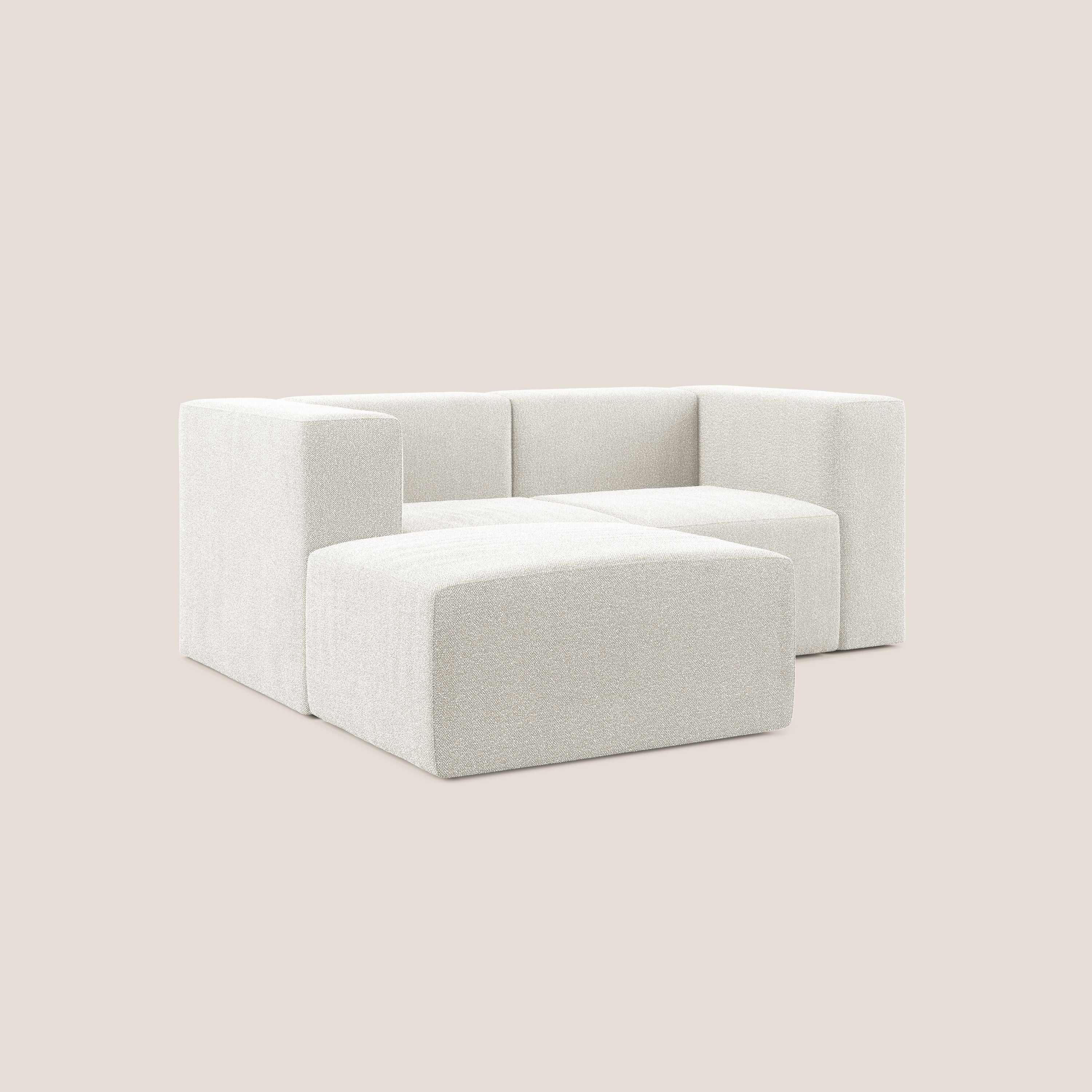 Nettuno divano angolare modulare reversibile e componibile in morbido tessuto bouclè T07 bianco - divani.store