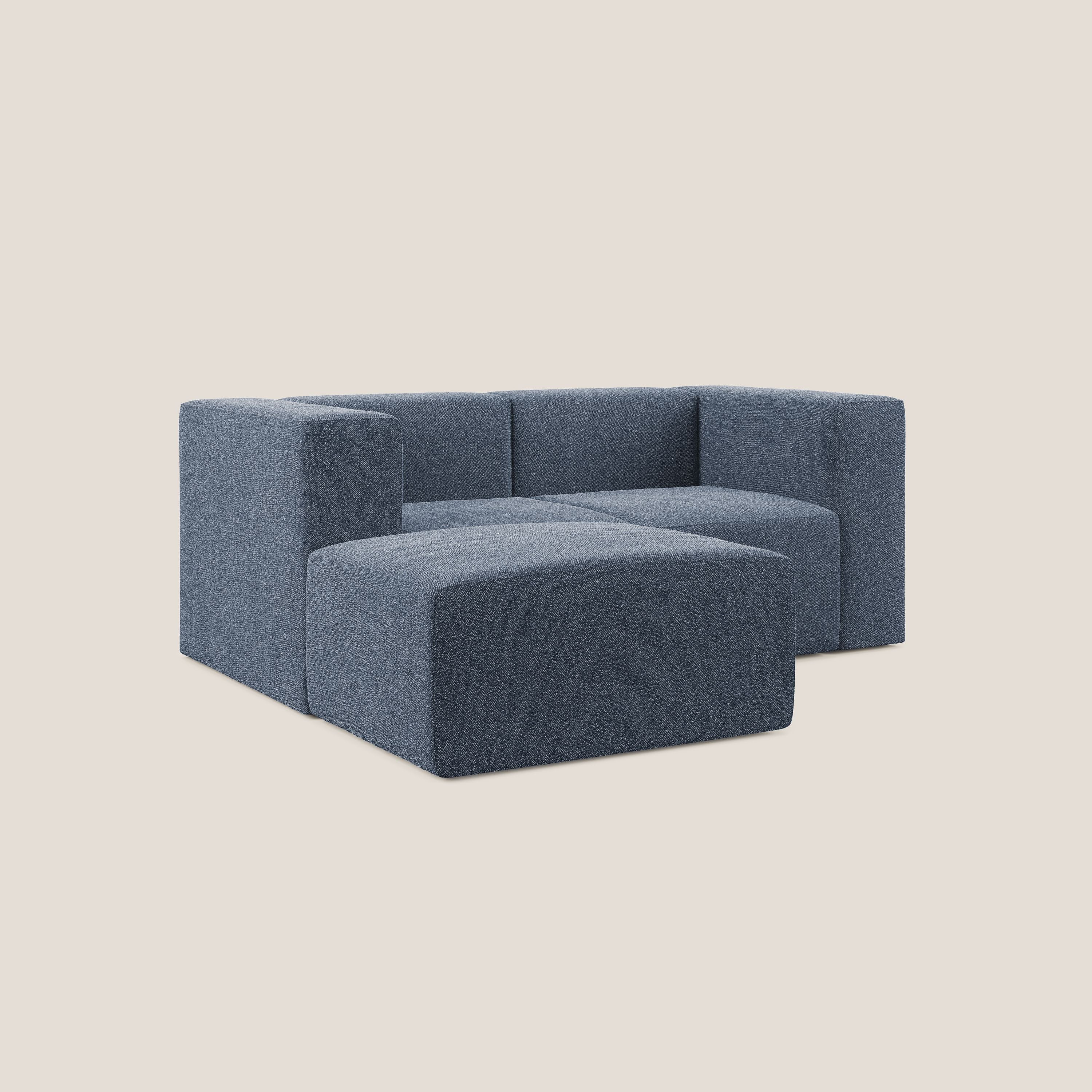 Nettuno divano angolare modulare reversibile e componibile in morbido tessuto bouclè T07 blu - divani.store