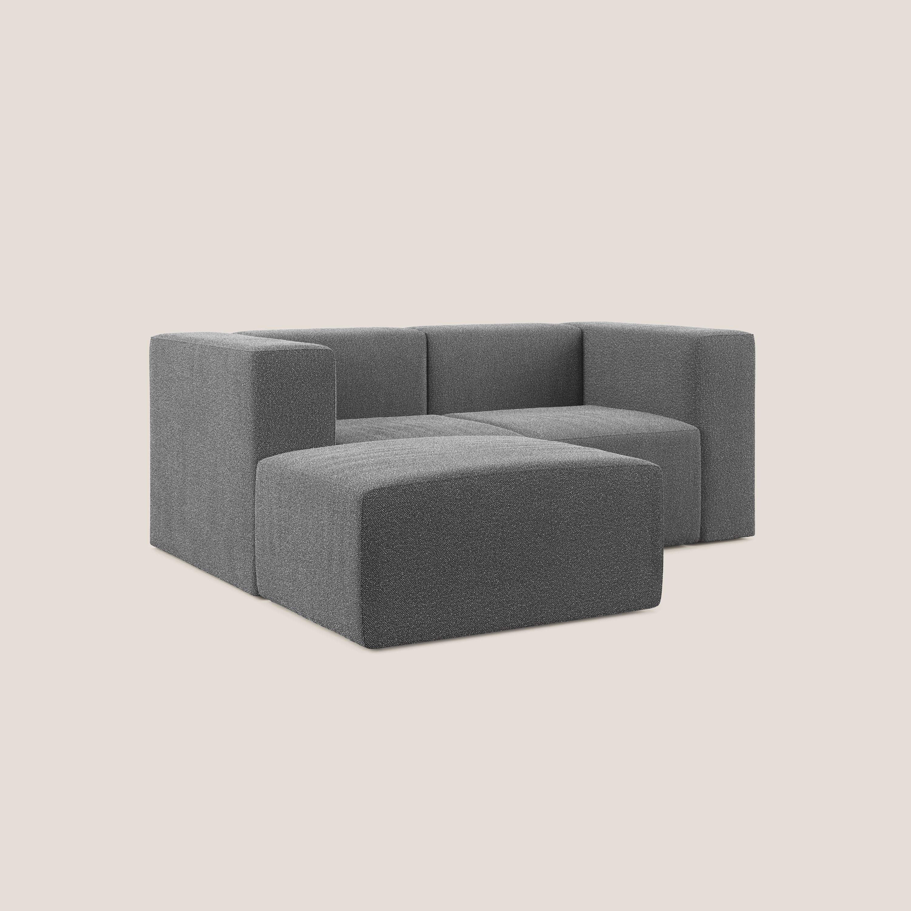 Nettuno divano angolare modulare reversibile e componibile in morbido tessuto bouclè T07 antracite - divani.store