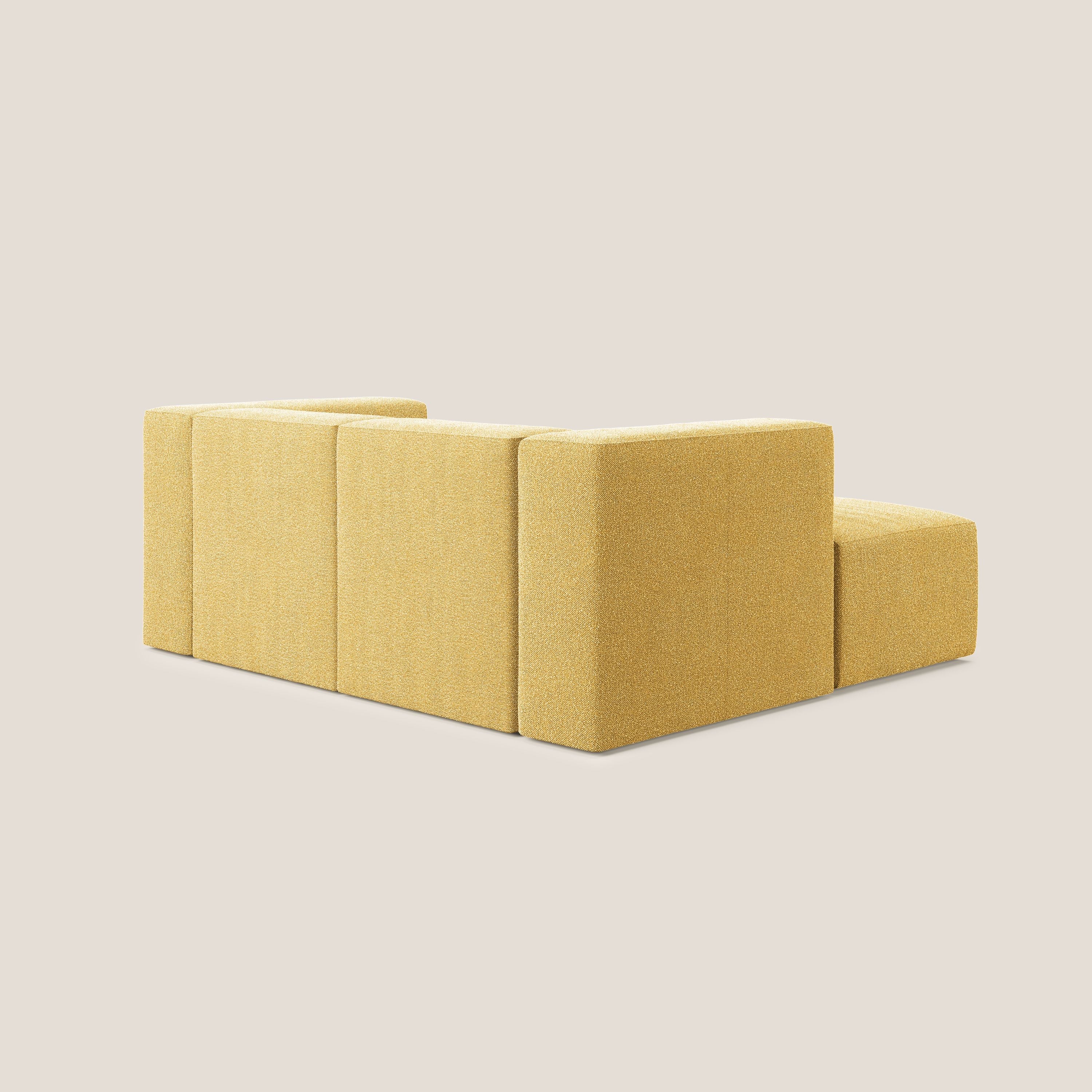 Nettuno divano angolare modulare reversibile e componibile in morbido tessuto bouclè T07 giallo - divani.store