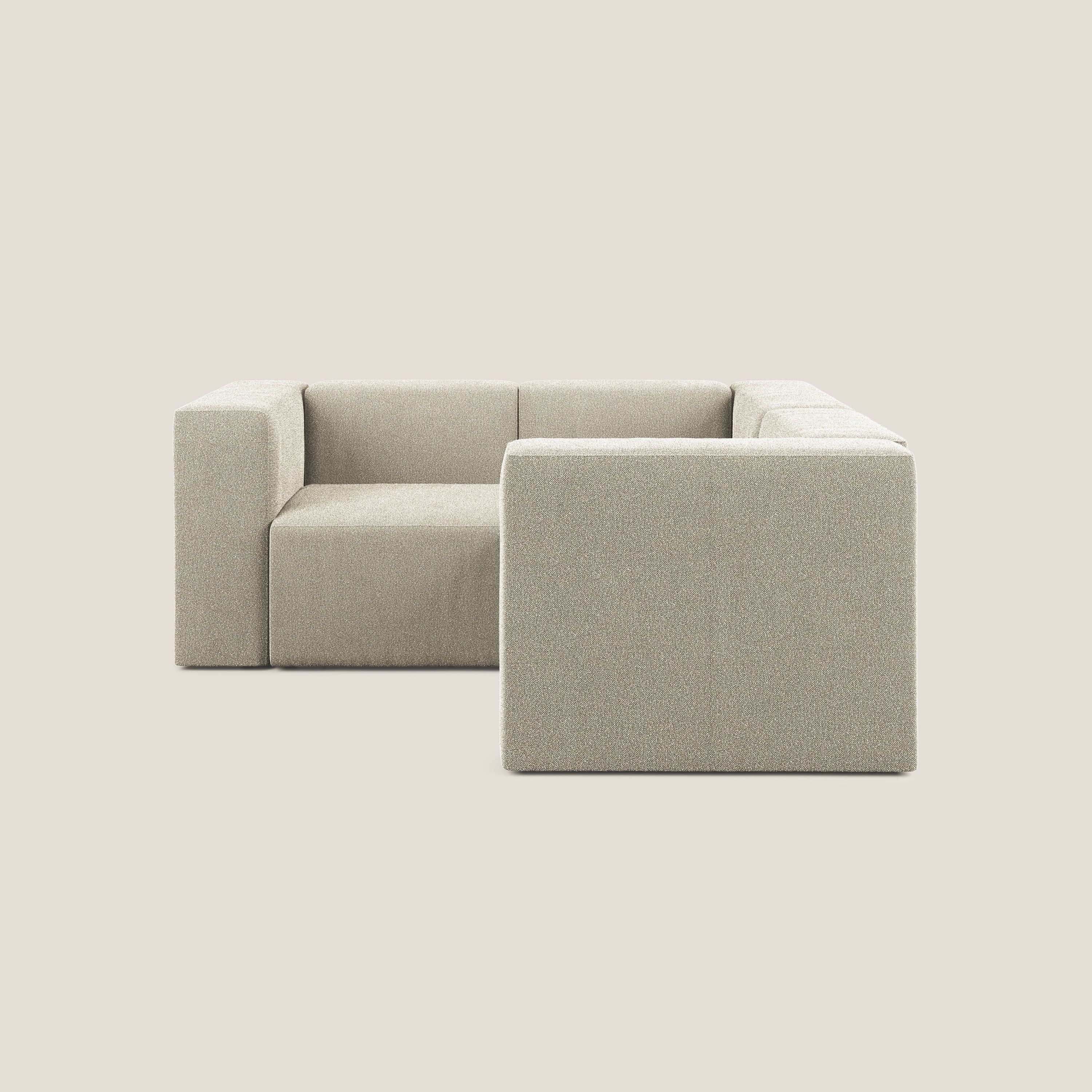 Nettuno divano angolare reversibile e modulare componibile in morbido tessuto bouclè T07 beige - divani.store