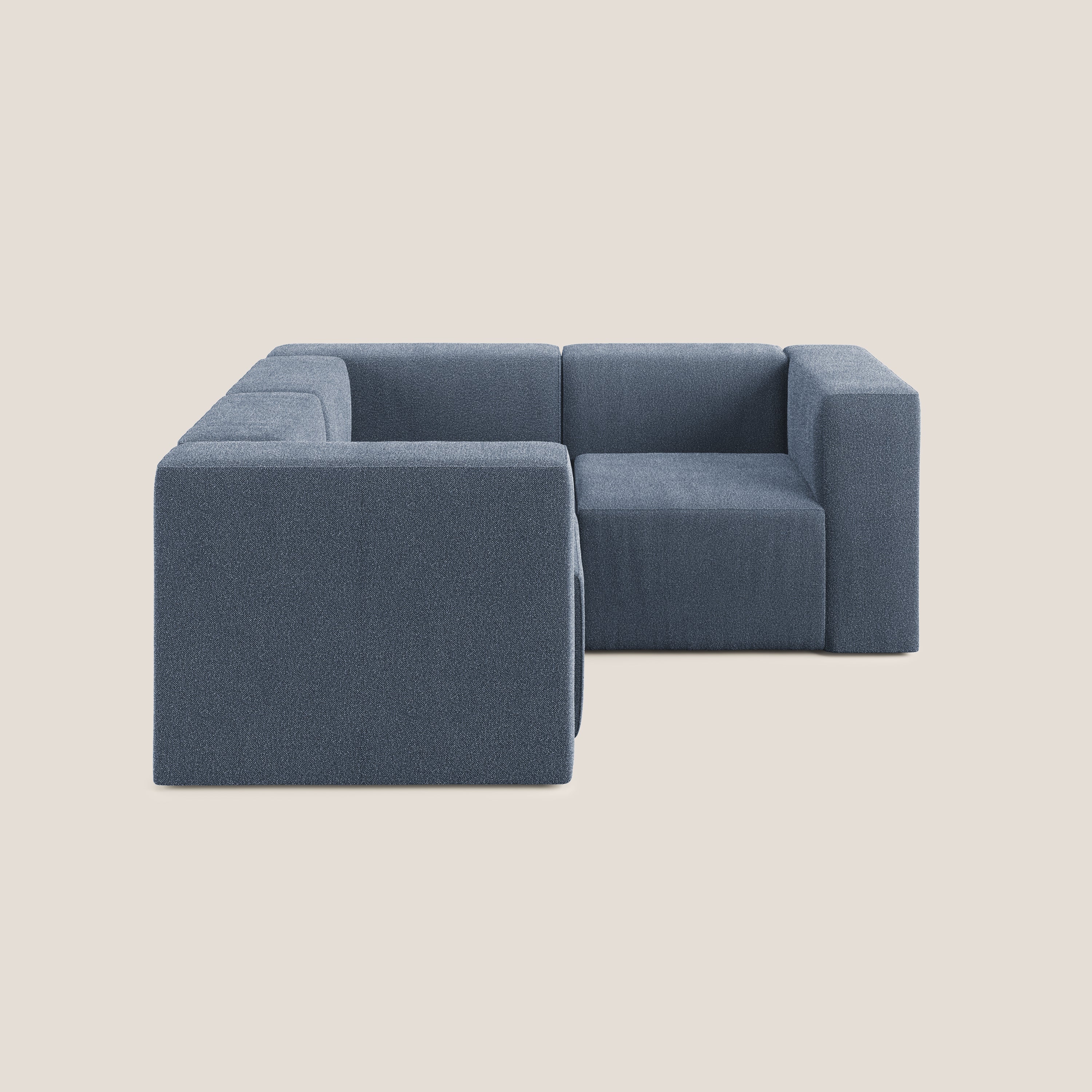 Nettuno divano angolare reversibile e modulare componibile in morbido tessuto bouclè T07 blu - divani.store