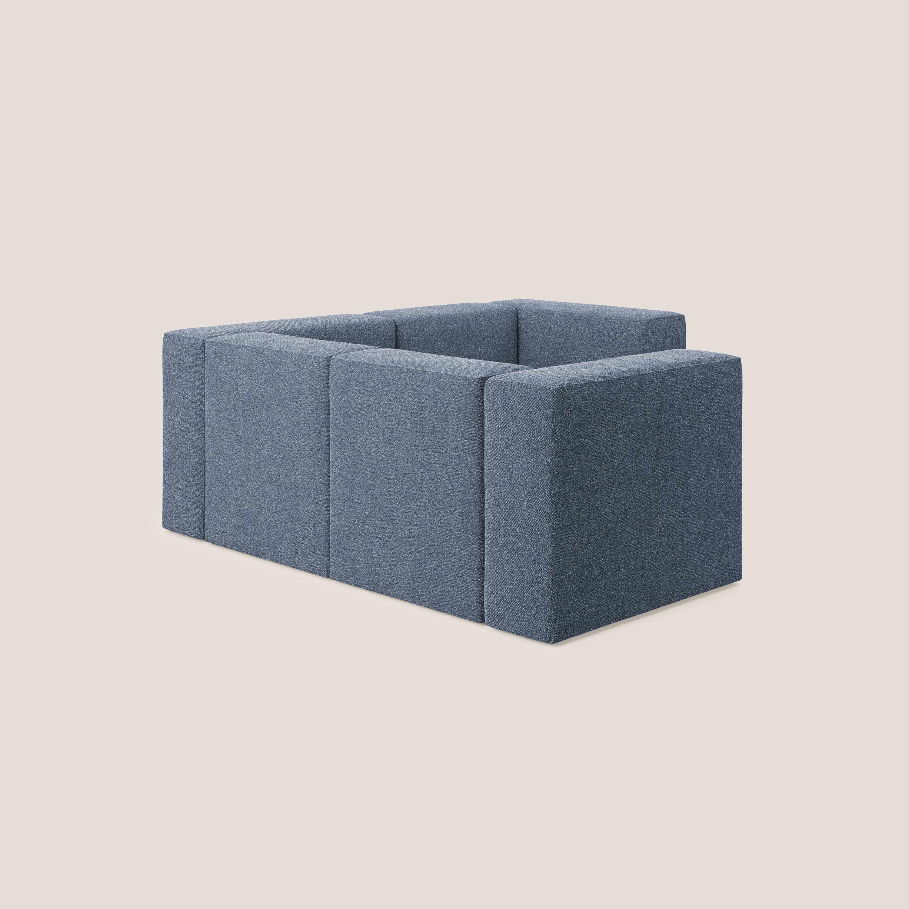 Nettuno divano angolare reversibile e modulare componibile in morbido tessuto bouclè T07 blu - divani.store