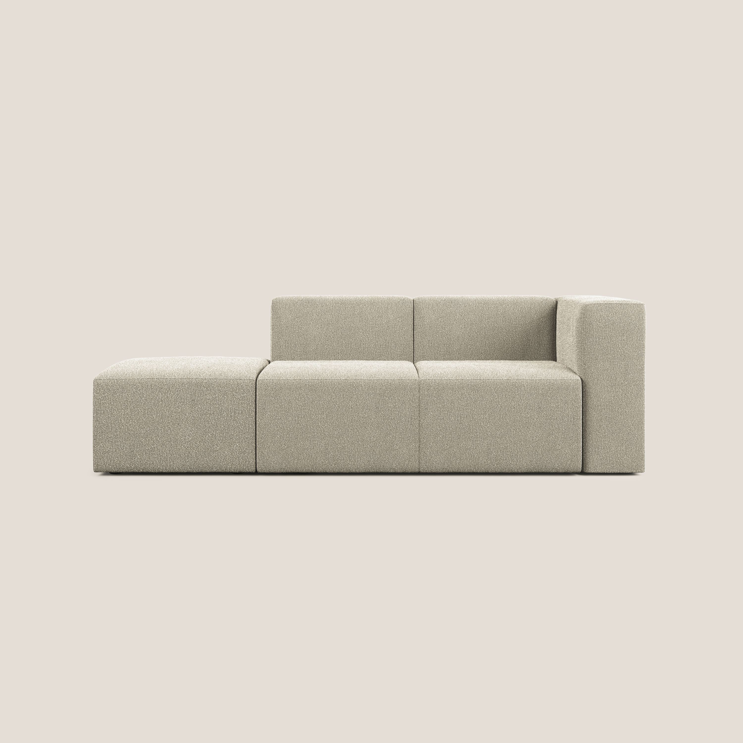 Nettuno divano lineare modulare e componibile in morbido tessuto bouclè T07 beige - divani.store