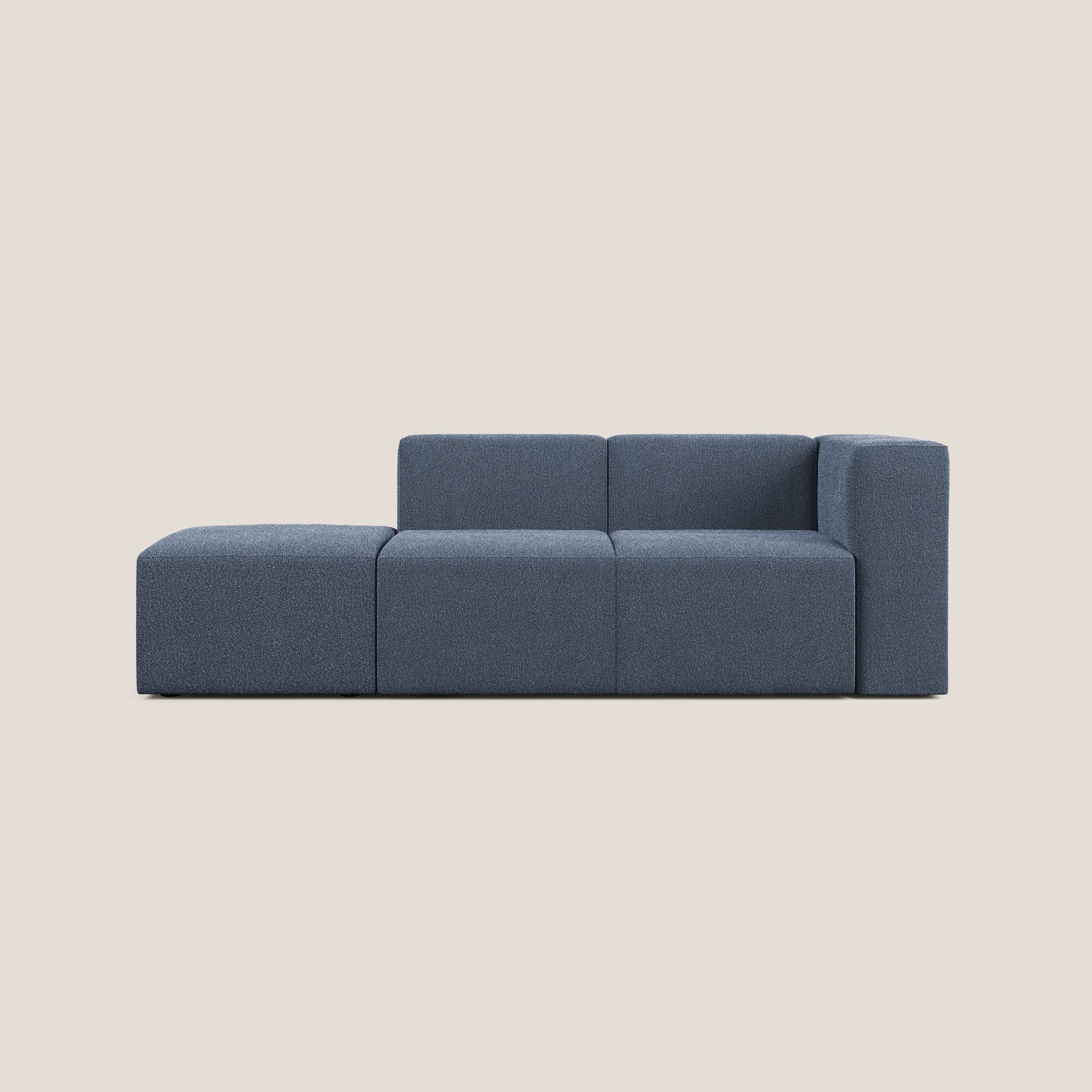 Nettuno divano lineare modulare e componibile in morbido tessuto bouclè T07 blu - divani.store