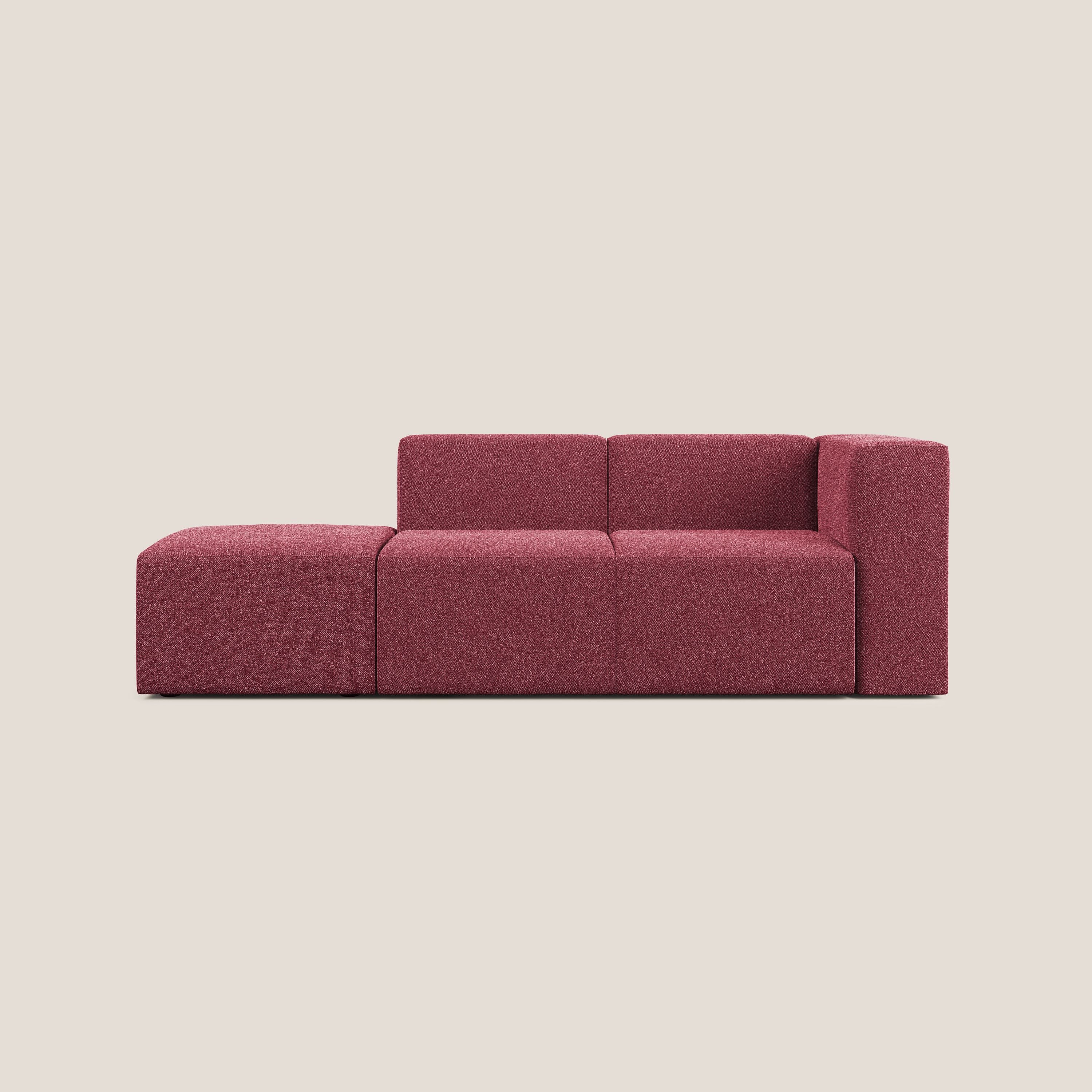 Nettuno divano lineare modulare e componibile in morbido tessuto bouclè T07 rosso - divani.store