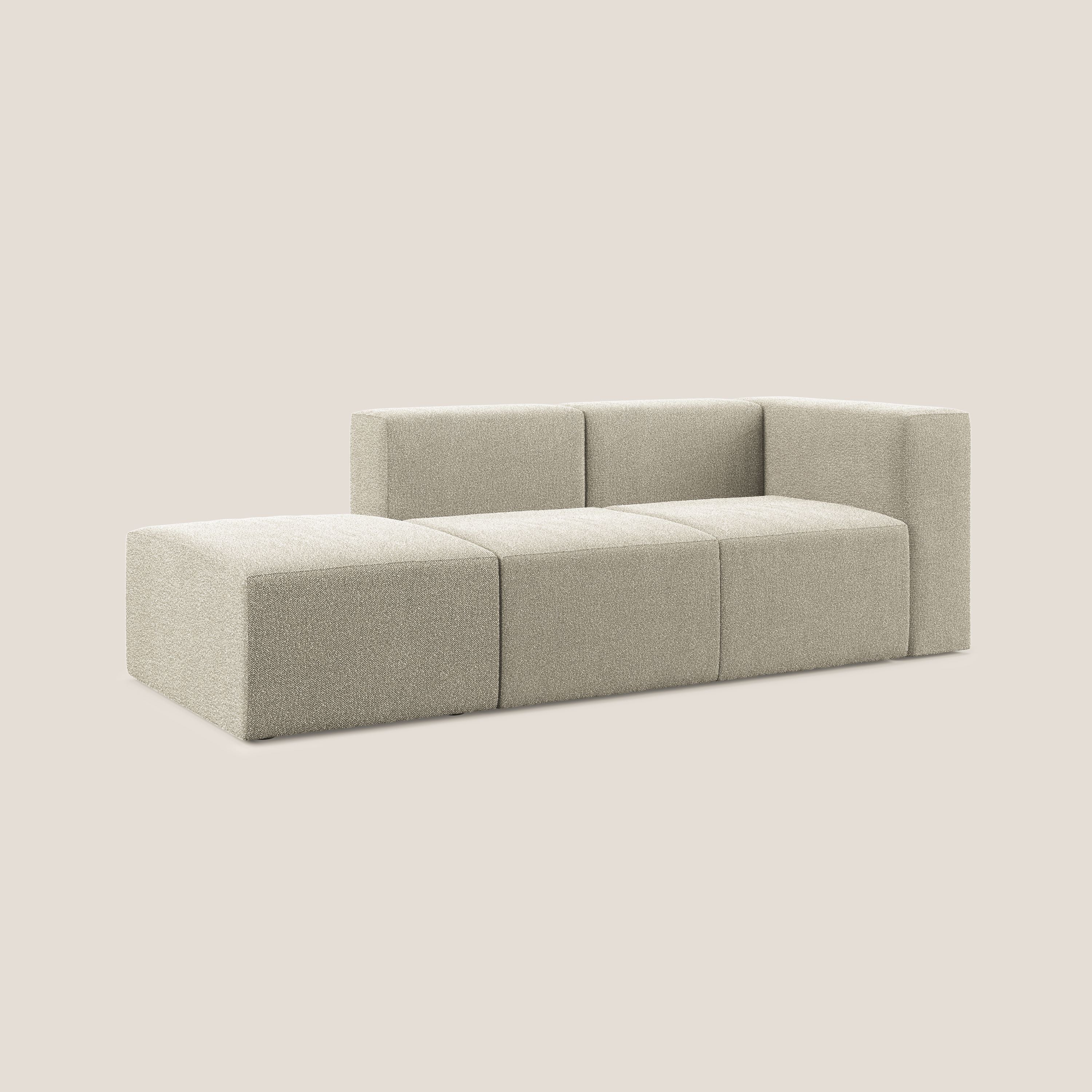 Nettuno divano lineare modulare e componibile in morbido tessuto bouclè T07 beige - divani.store