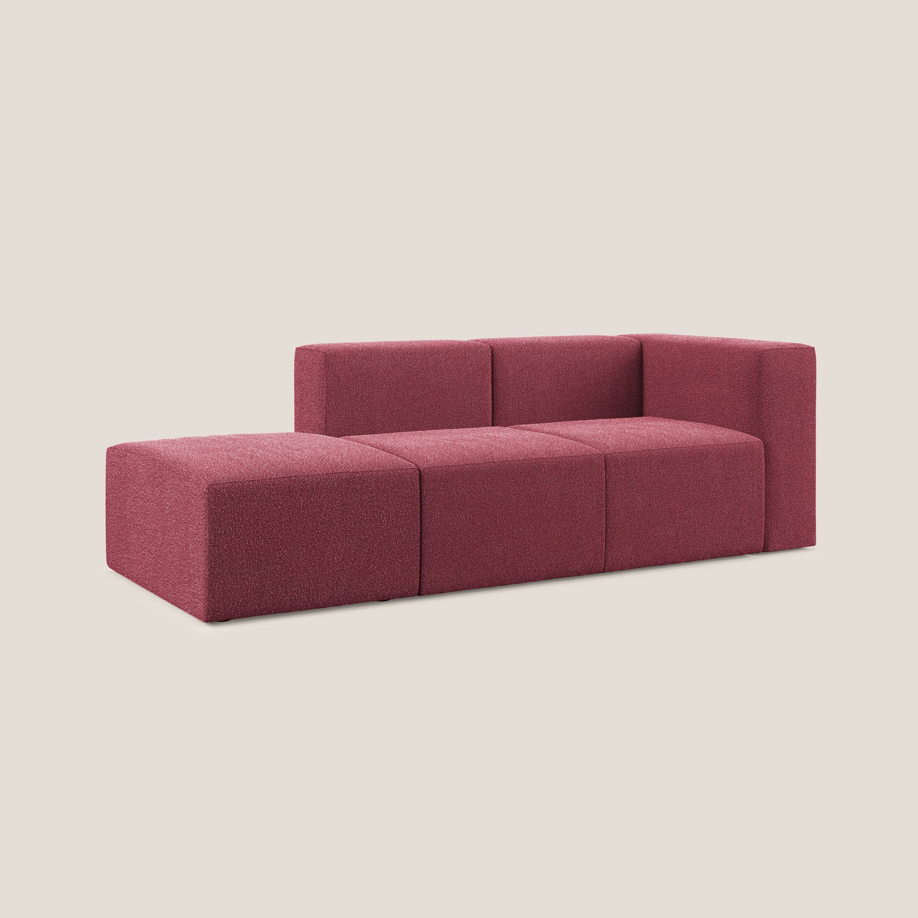Nettuno divano lineare modulare e componibile in morbido tessuto bouclè T07 rosso - divani.store