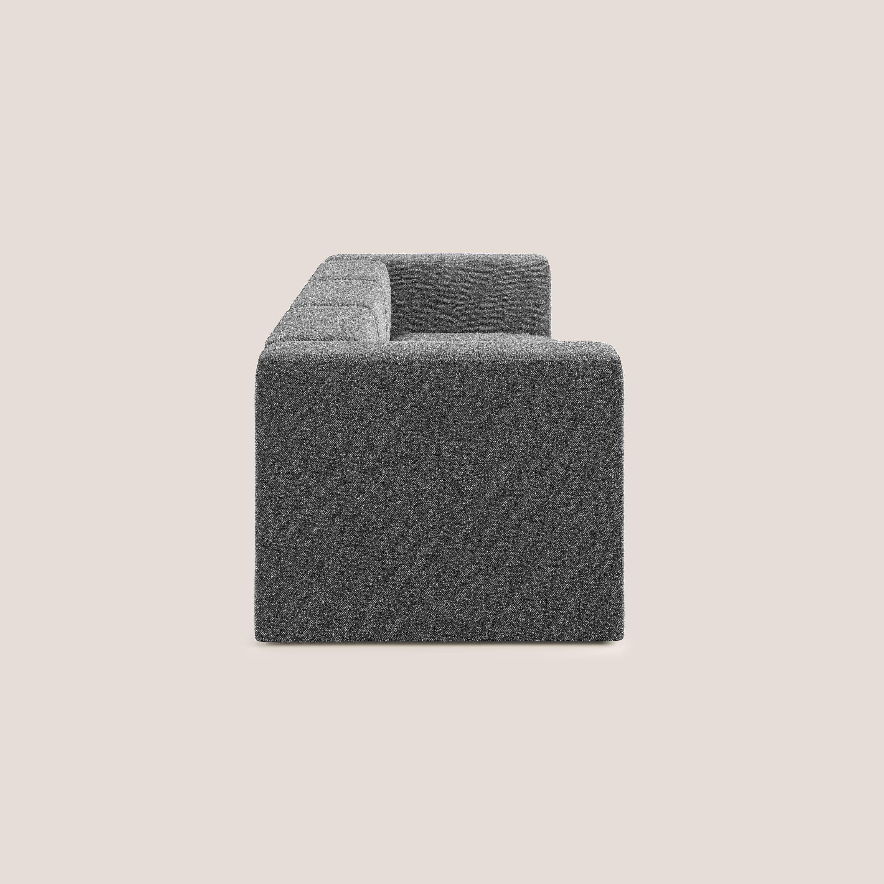 Nettuno divano lineare modulare a 3 sedute componibile in morbido tessuto bouclè T07 antracite - divani.store