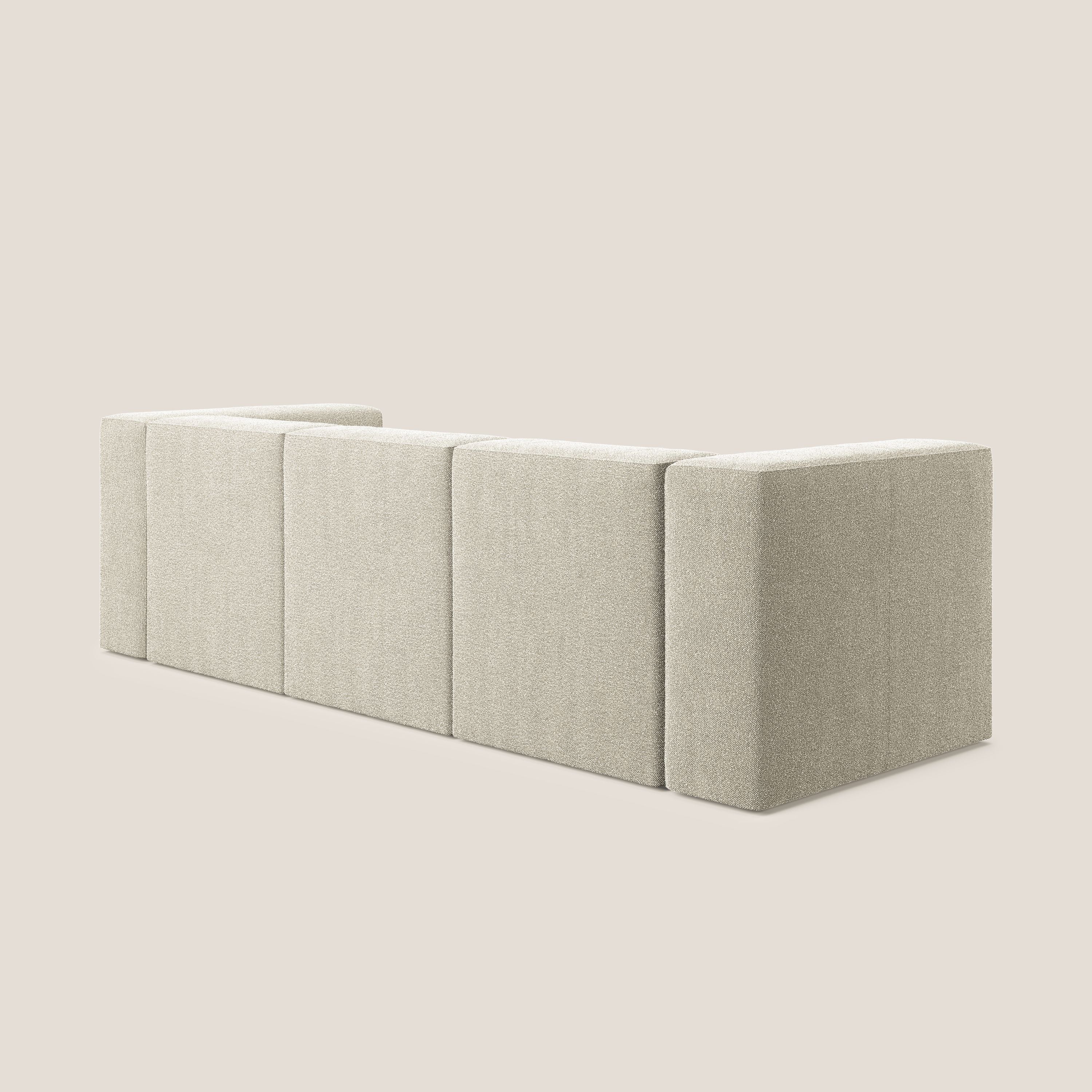 Nettuno divano lineare modulare a 3 sedute componibile in morbido tessuto bouclè T07 beige - divani.store