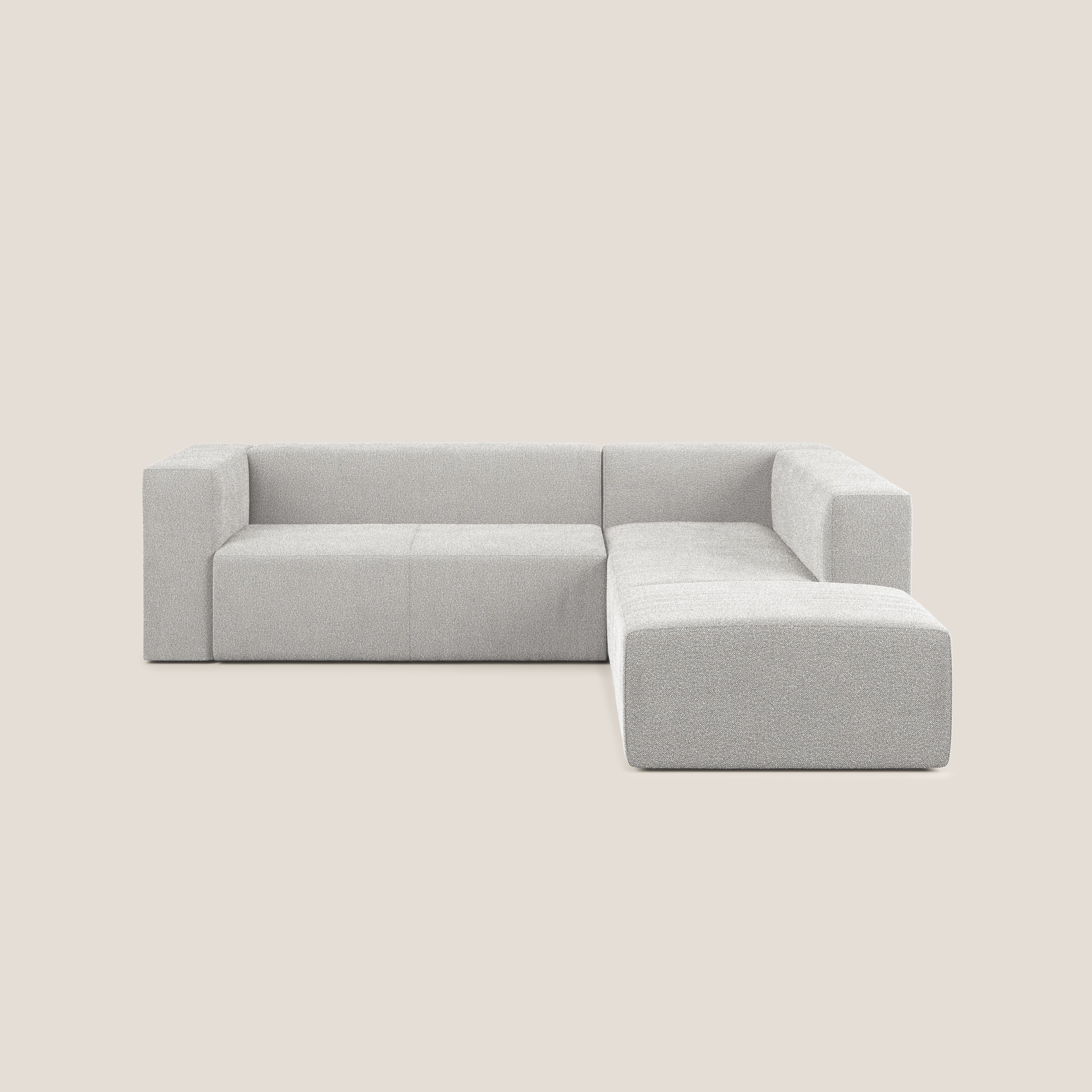 Nettuno divano angolare modulare componibile in morbido tessuto bouclè T07 grigio - divani.store