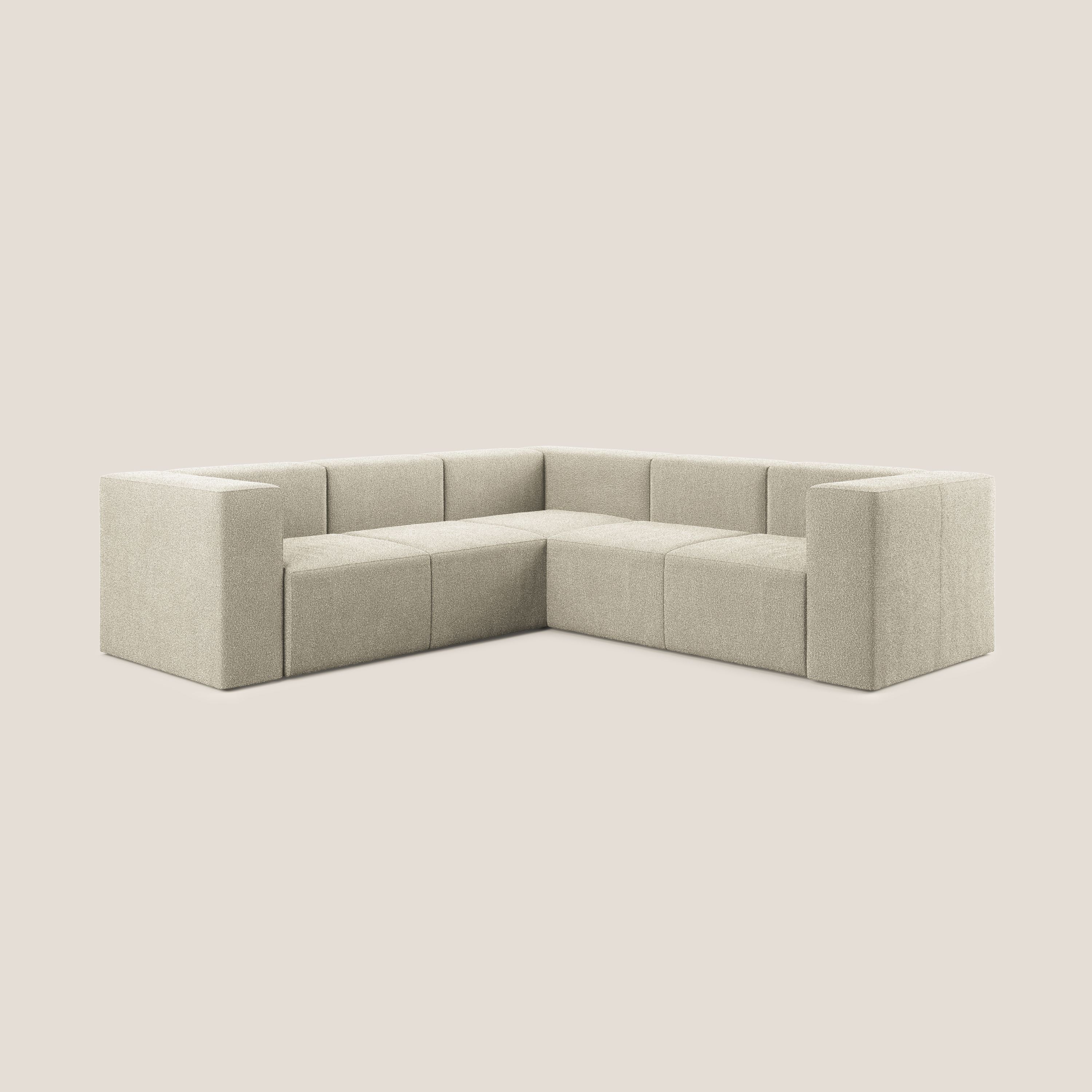 Nettuno divano angolare componibile reversibile in morbido tessuto bouclè T07 beige - divani.store