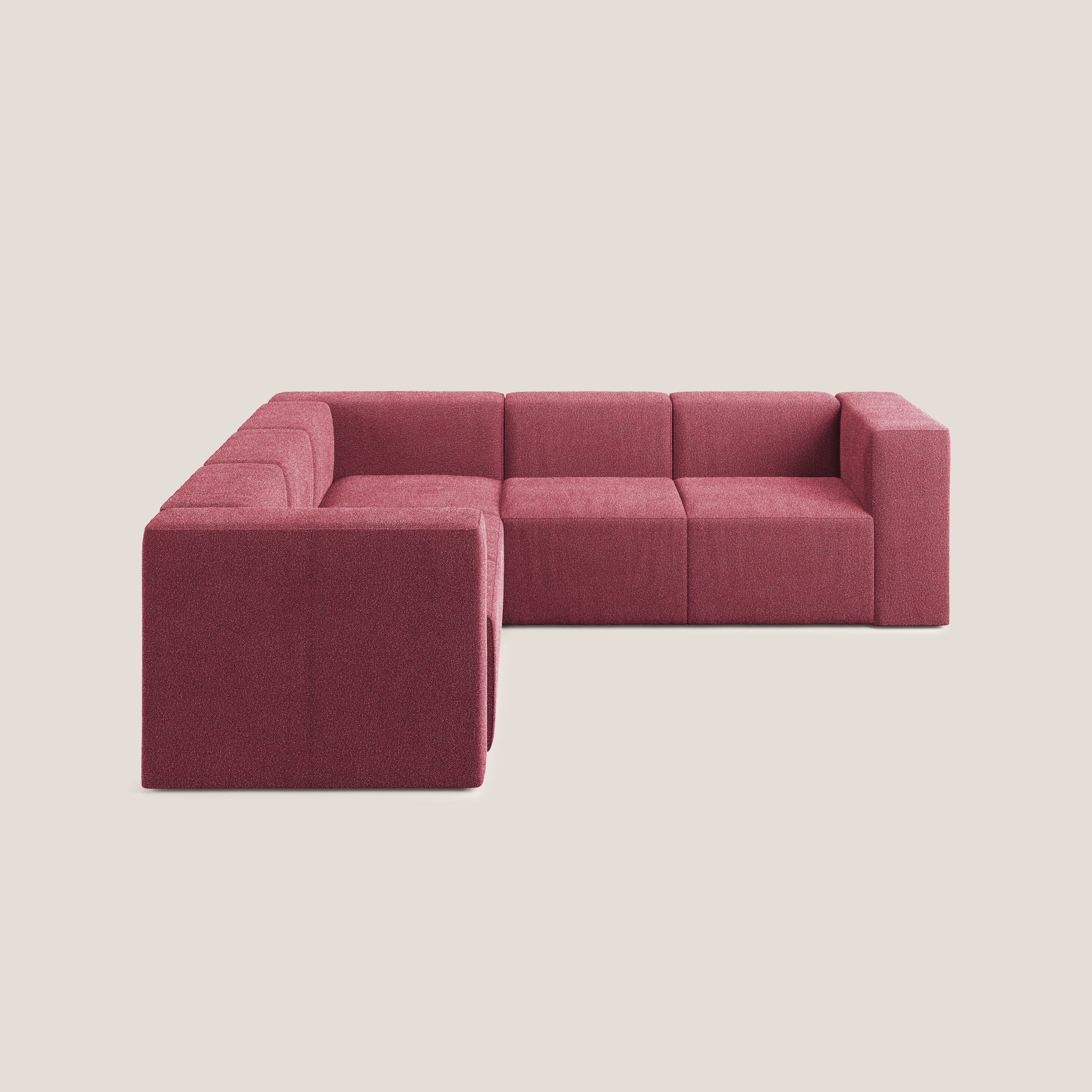 Nettuno divano angolare componibile reversibile in morbido tessuto bouclè T07 rosso - divani.store