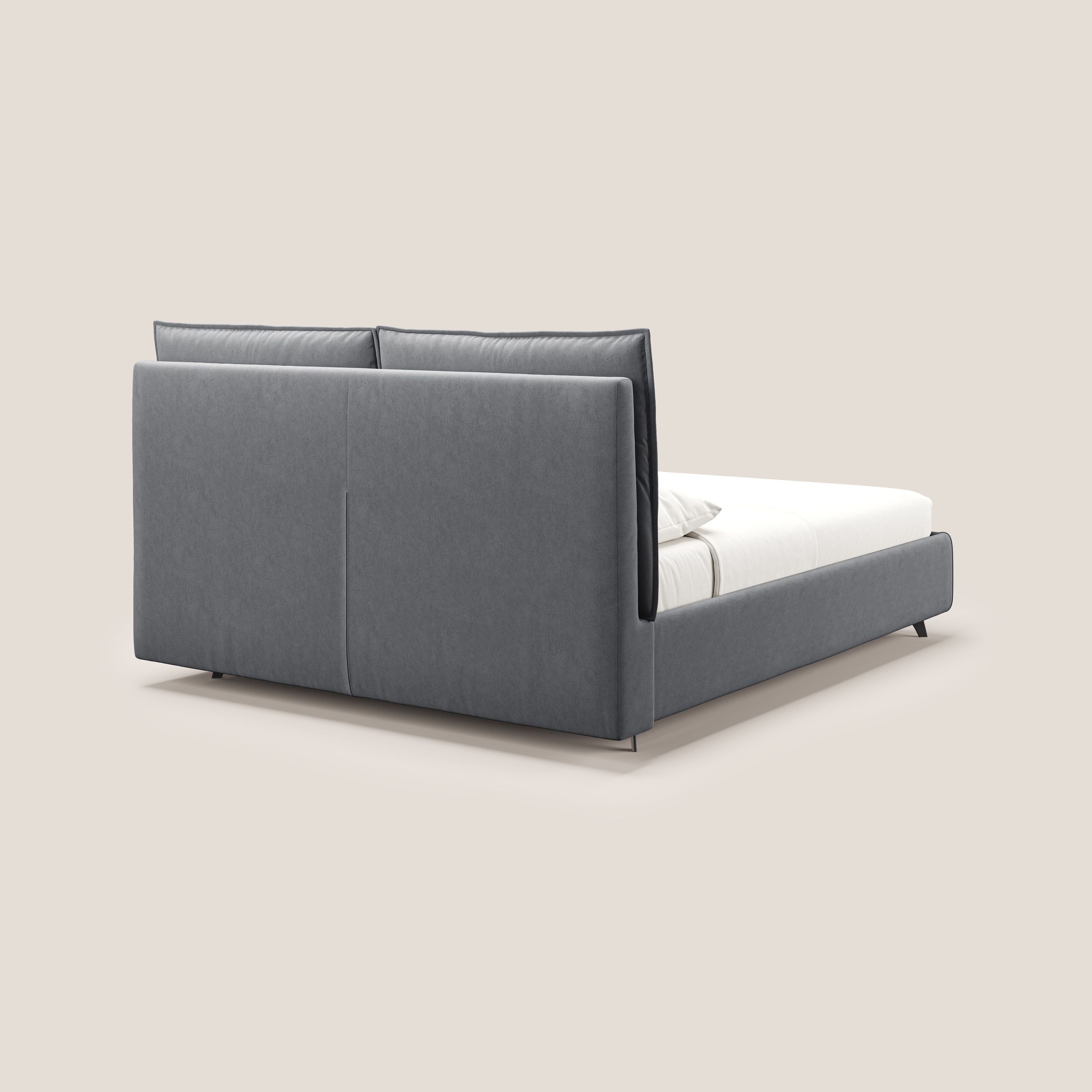 Nives letto imbottito contenitore sfoderabile in microfibra velluto impermeabile T09 grigio - divani.store