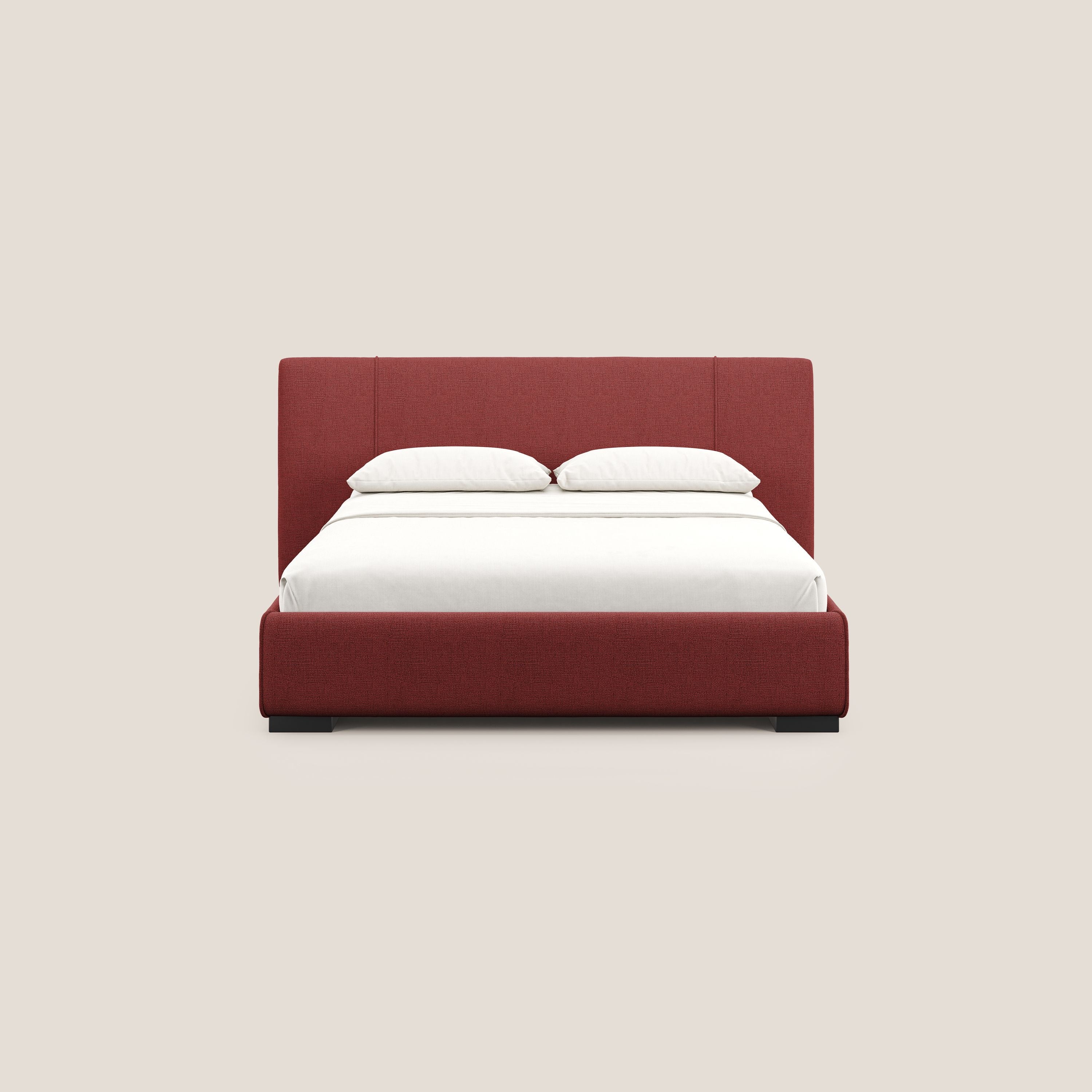 Omero letto imbottito contenitore sfoderabile in tessuto fiammato impermeabile T14 rosso - divani.store