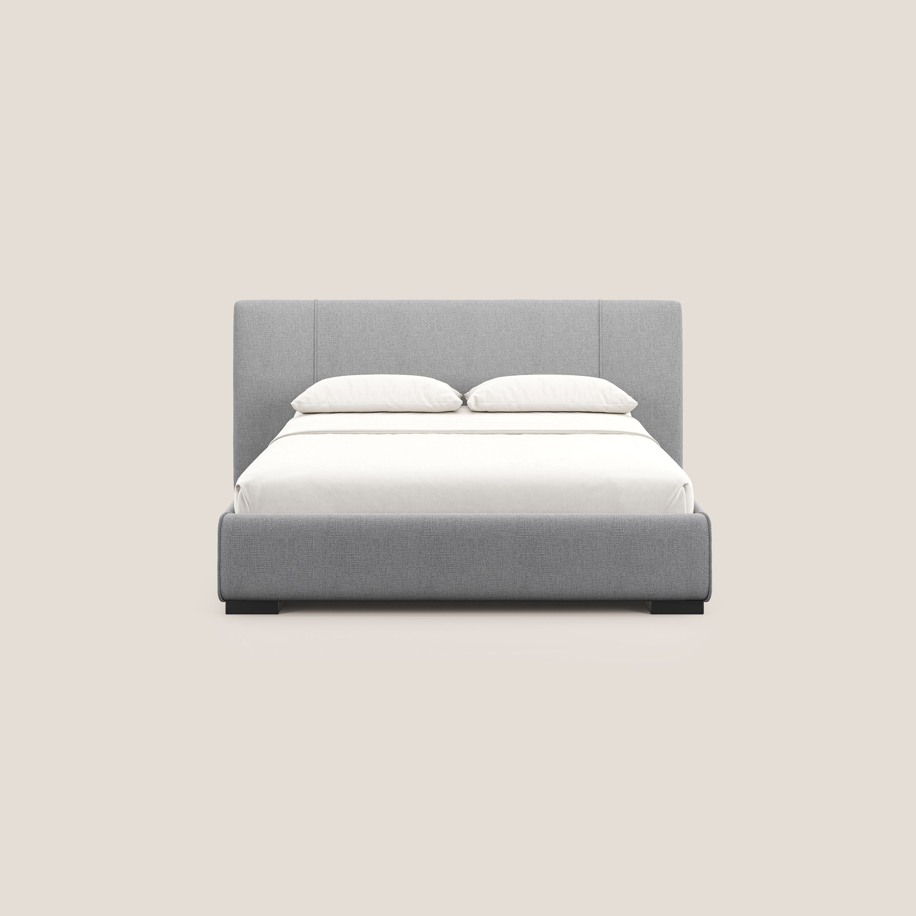 Omero letto imbottito contenitore sfoderabile in tessuto fiammato impermeabile T14 grigio chiaro - divani.store
