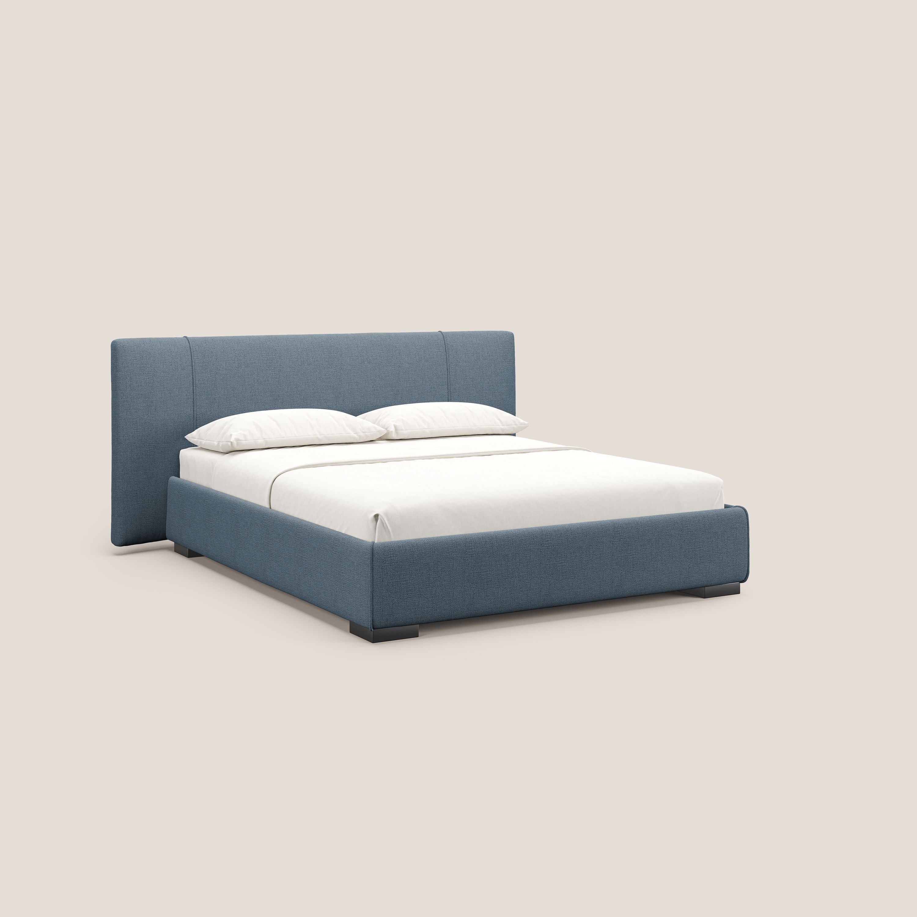 Omero letto imbottito contenitore sfoderabile in tessuto fiammato impermeabile T14 - divani.store