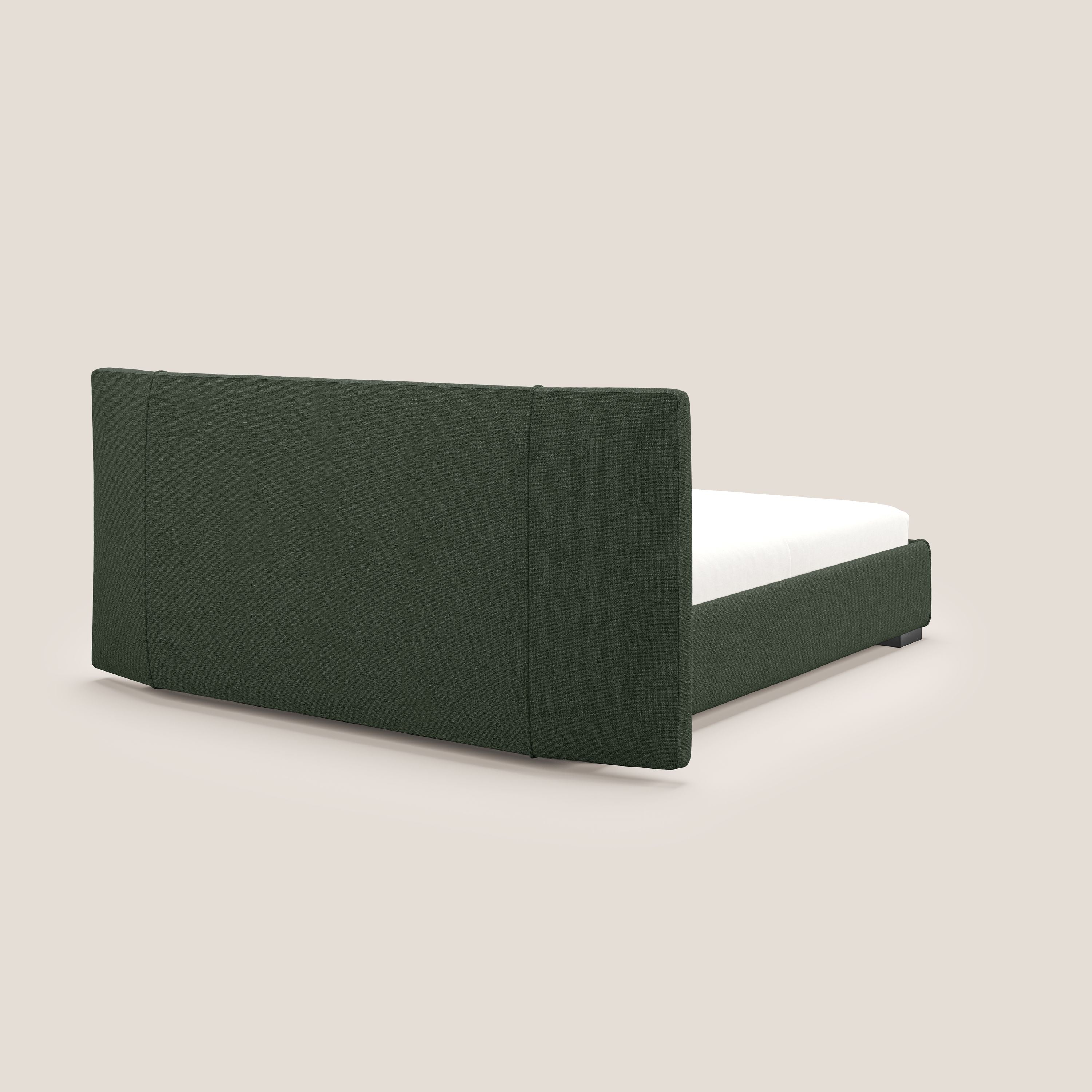 Omero letto imbottito contenitore sfoderabile in tessuto fiammato impermeabile T14 verde - divani.store
