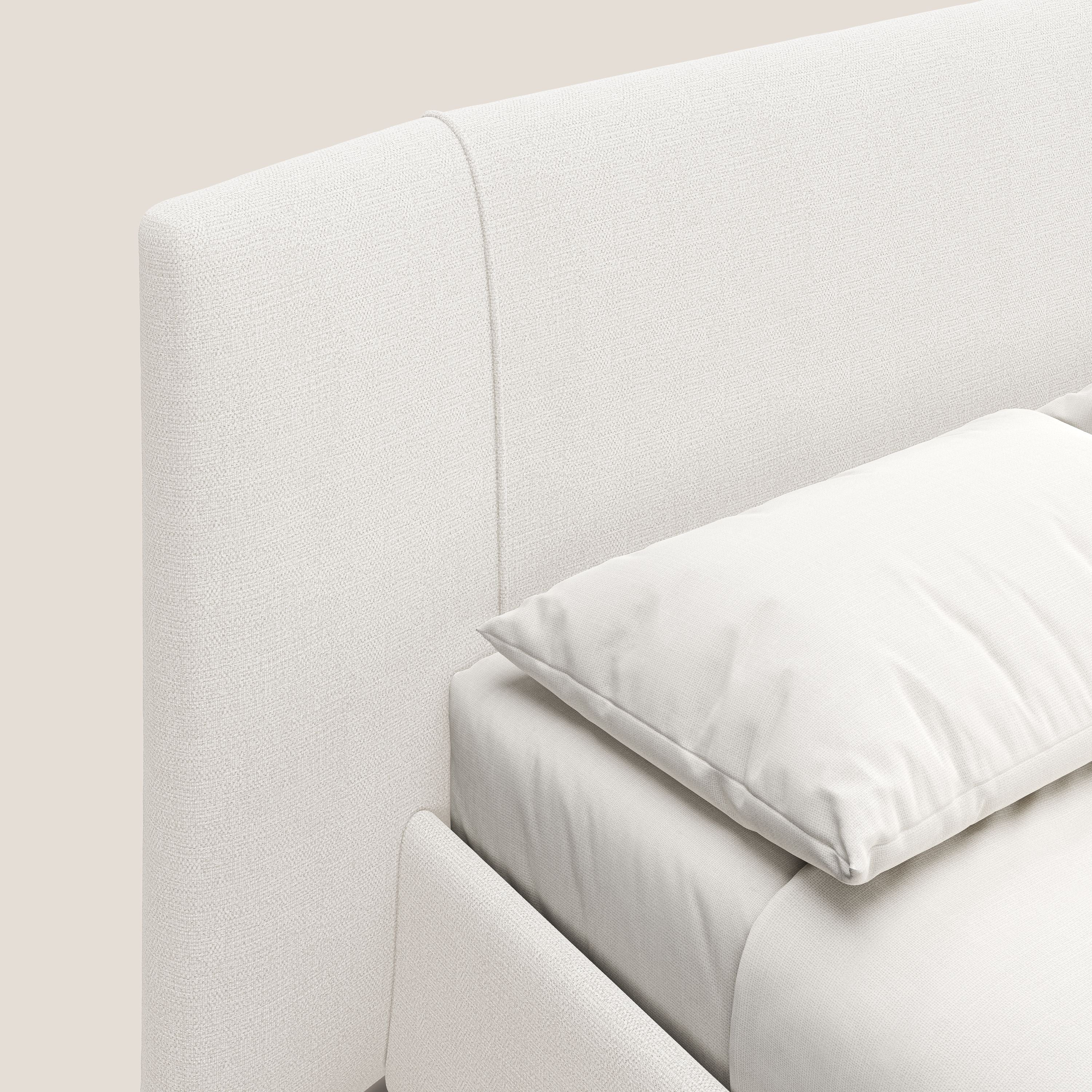 Omero letto imbottito contenitore sfoderabile in tessuto fiammato impermeabile T14 panna - divani.store