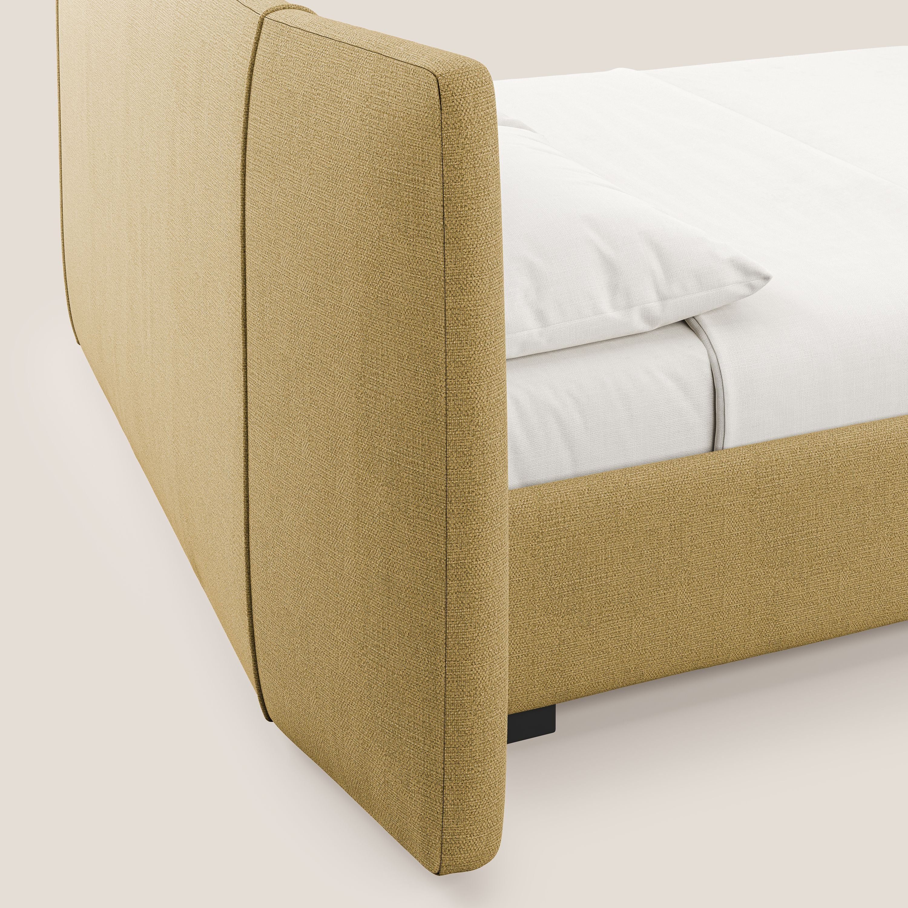 Omero letto imbottito contenitore sfoderabile in tessuto fiammato impermeabile T14 - divani.store