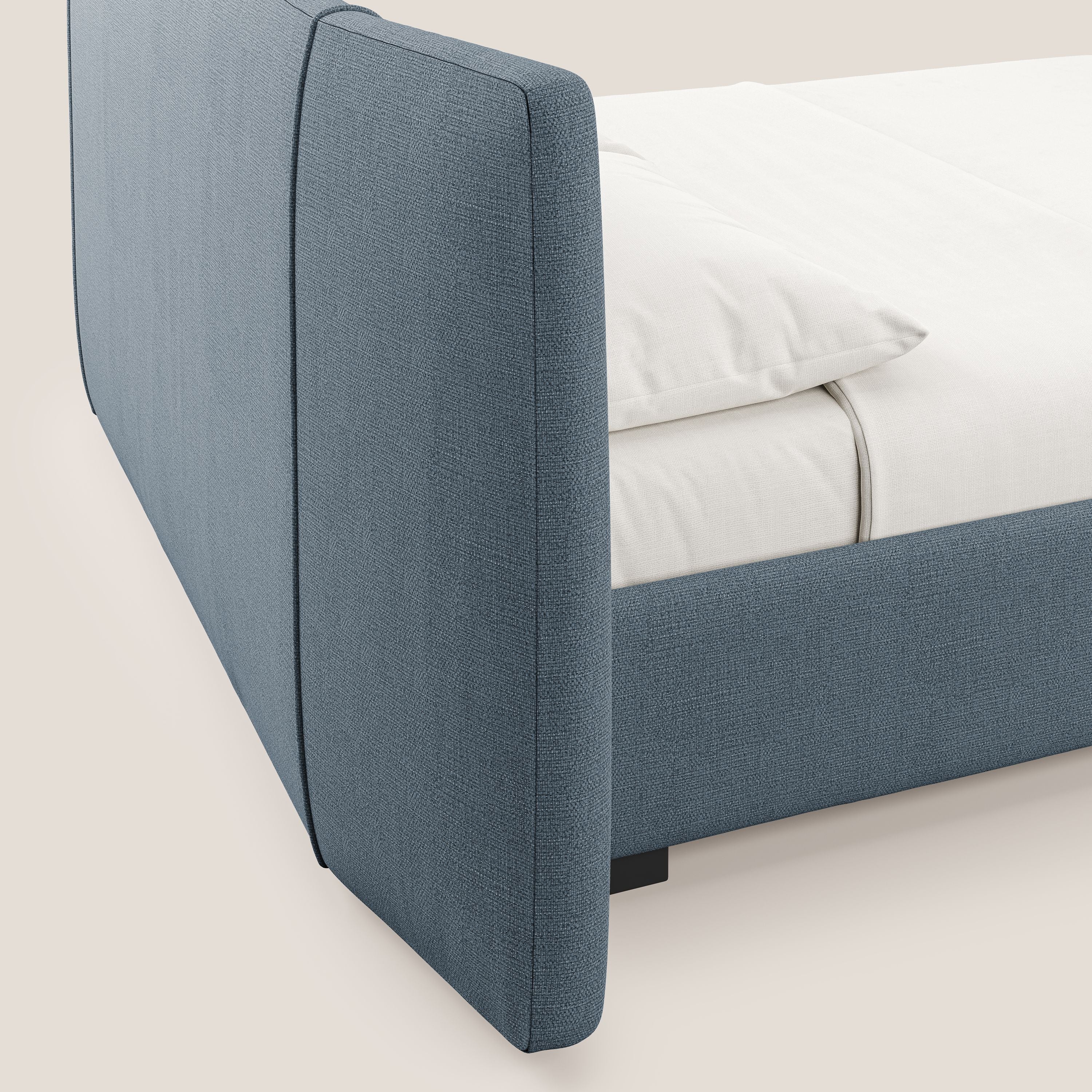 Omero letto imbottito contenitore sfoderabile in tessuto fiammato impermeabile T14 - divani.store