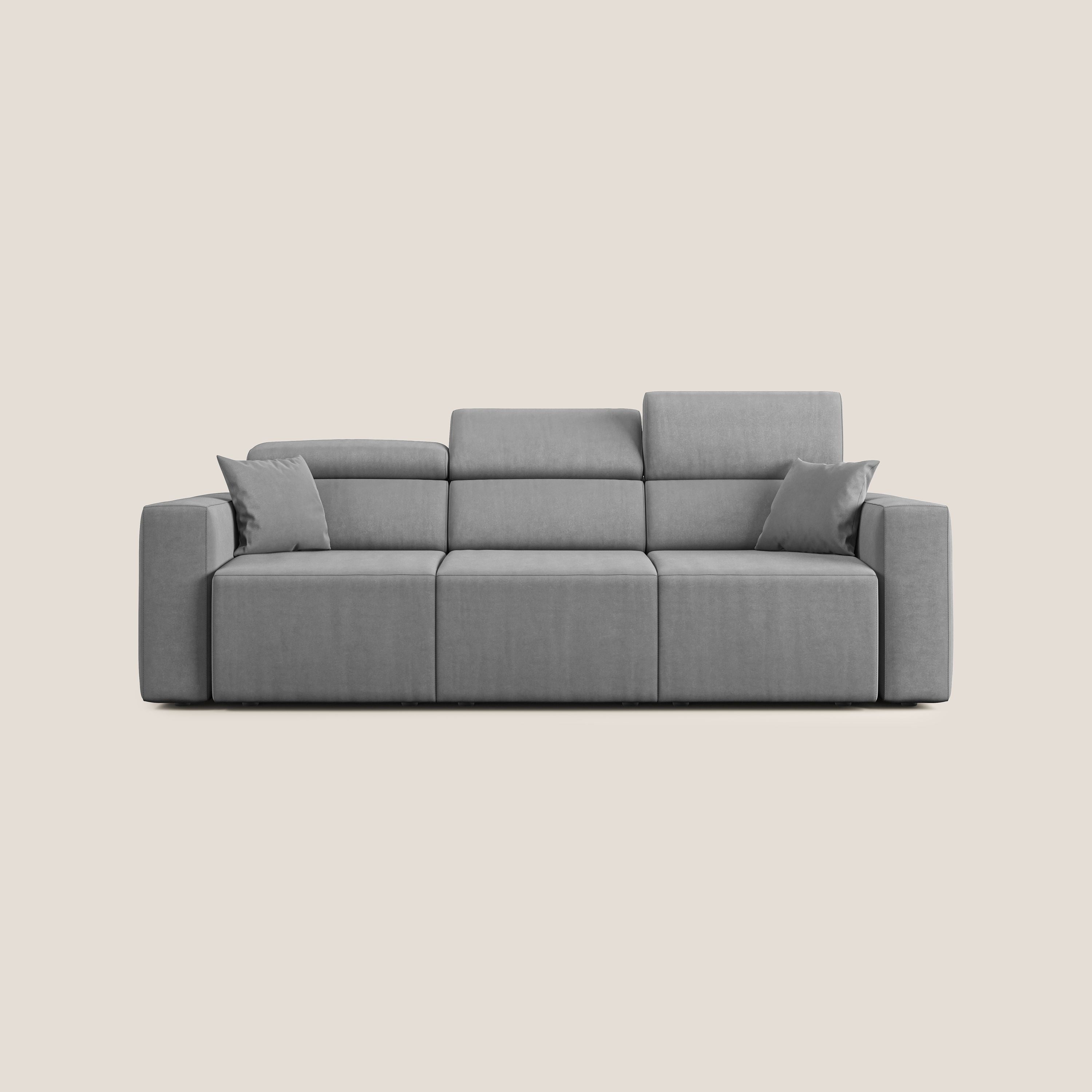 Orwell divano con 3 sedute estraibili in microfibra smacchiabile T11 grigio - divani.store