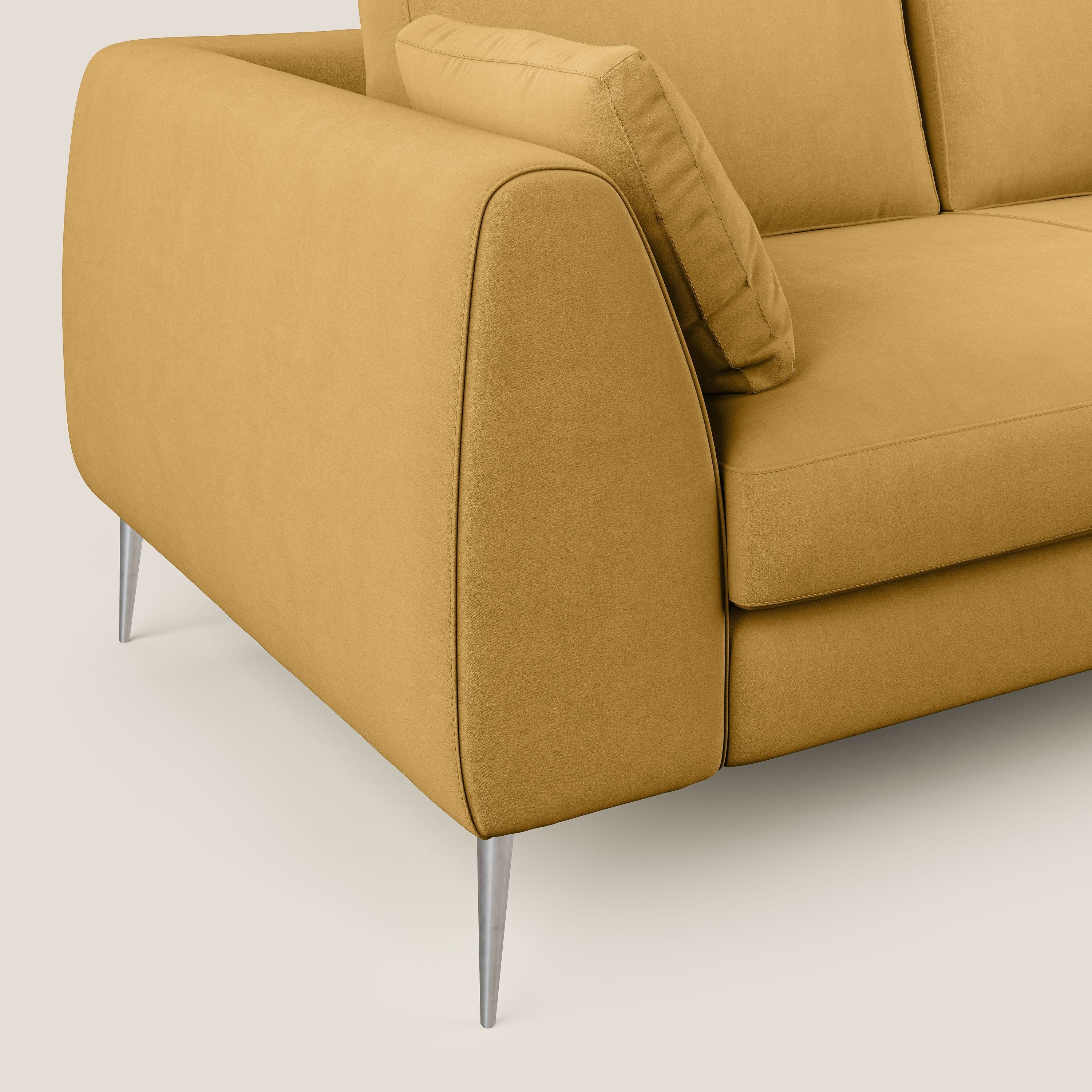 Plano divano moderno in microfibra tecnica smacchiabile T11 giallo - divani.store