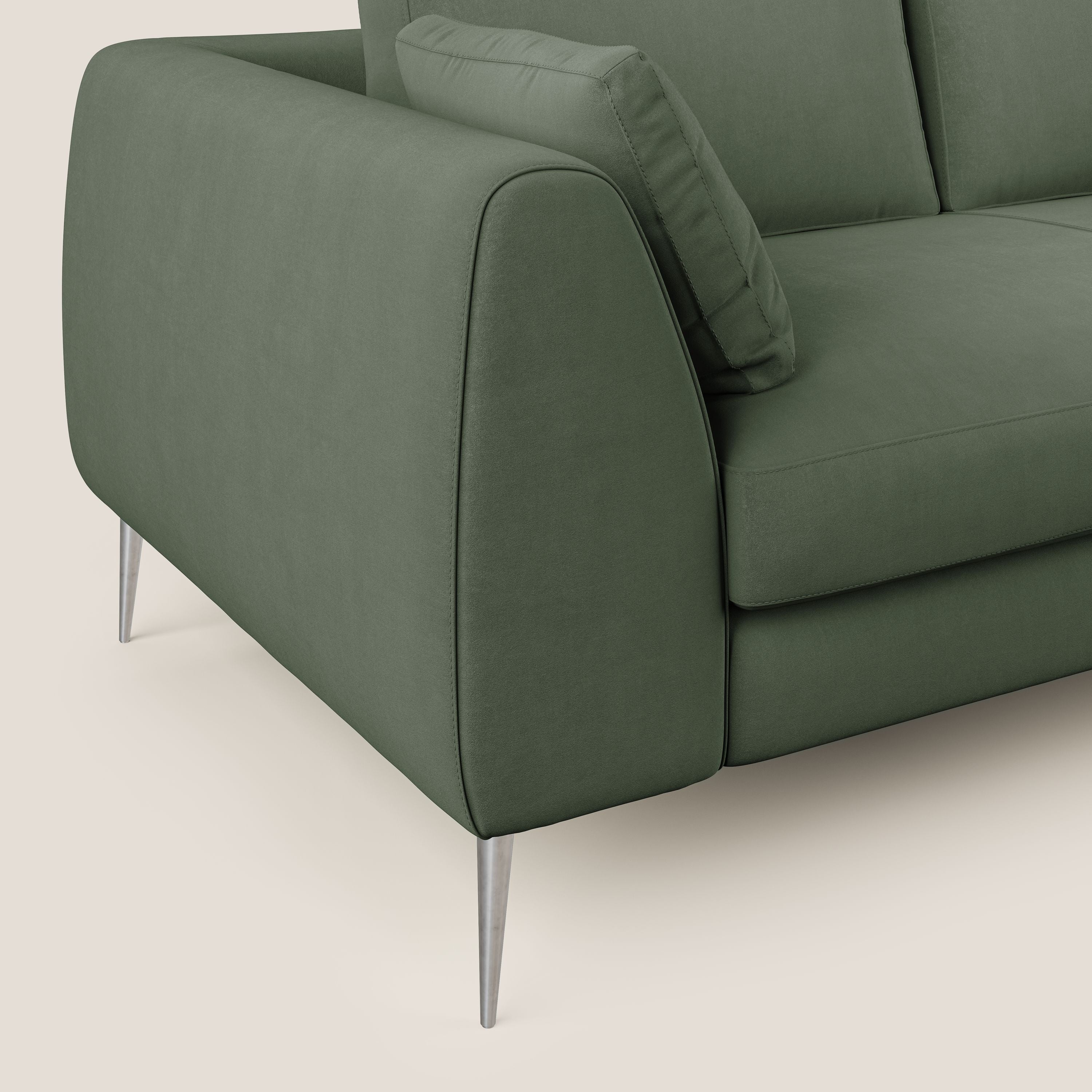 Plano divano moderno in microfibra tecnica smacchiabile T11 verde - divani.store
