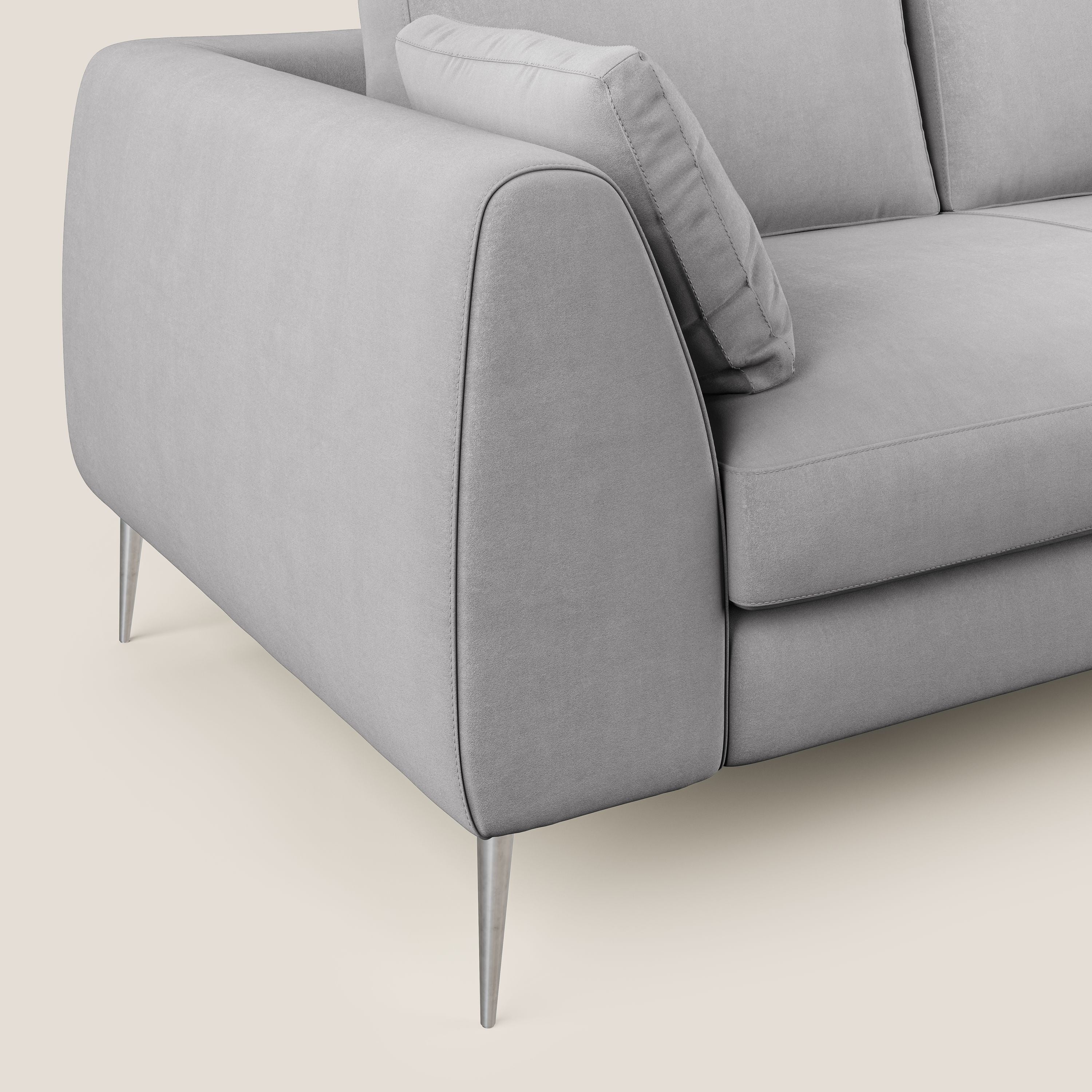 Plano divano moderno in microfibra tecnica smacchiabile T11 grigio - divani.store
