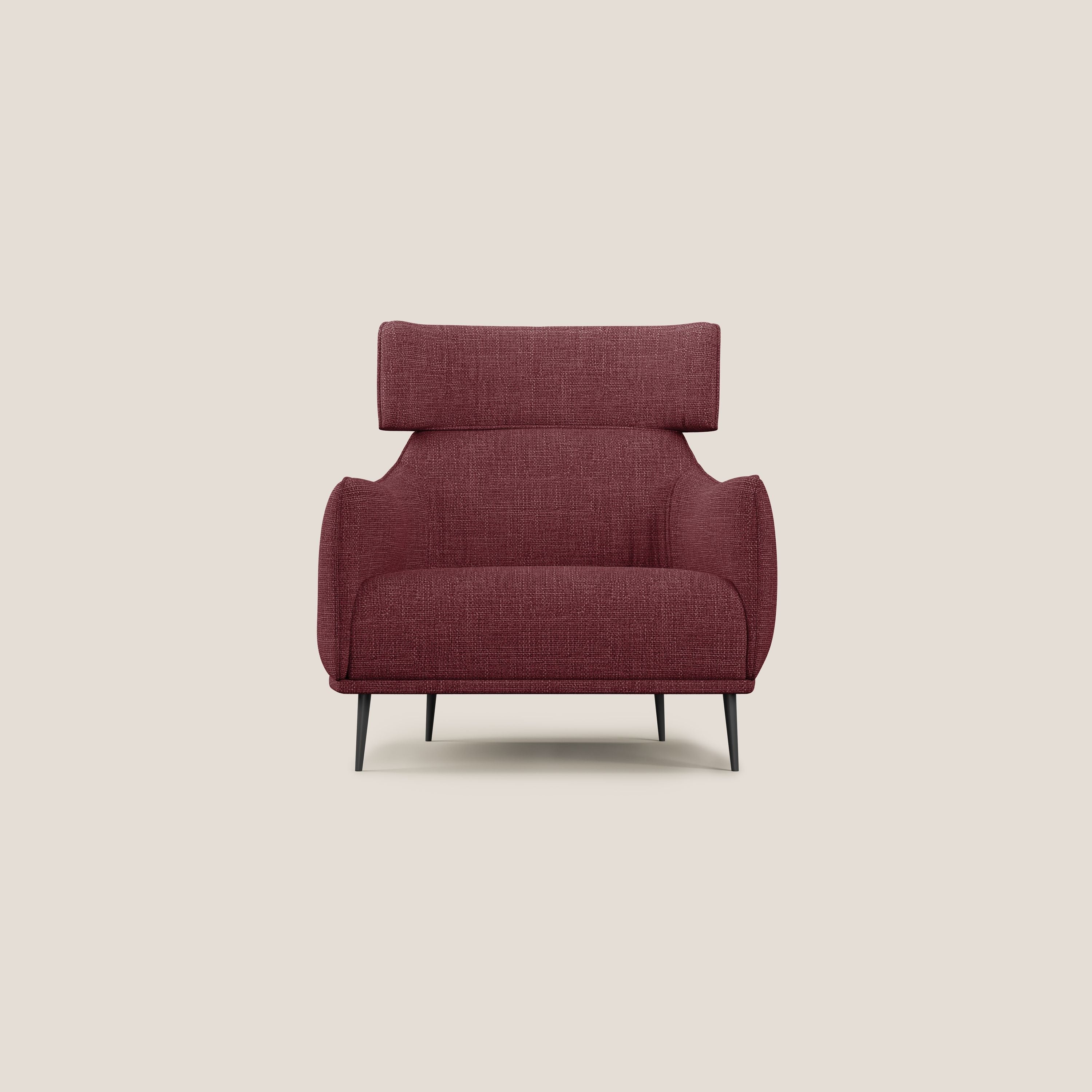 Zelda Poltroncina dal design moderno in morbido tessuto impermeabile T06 rosso - divani.store