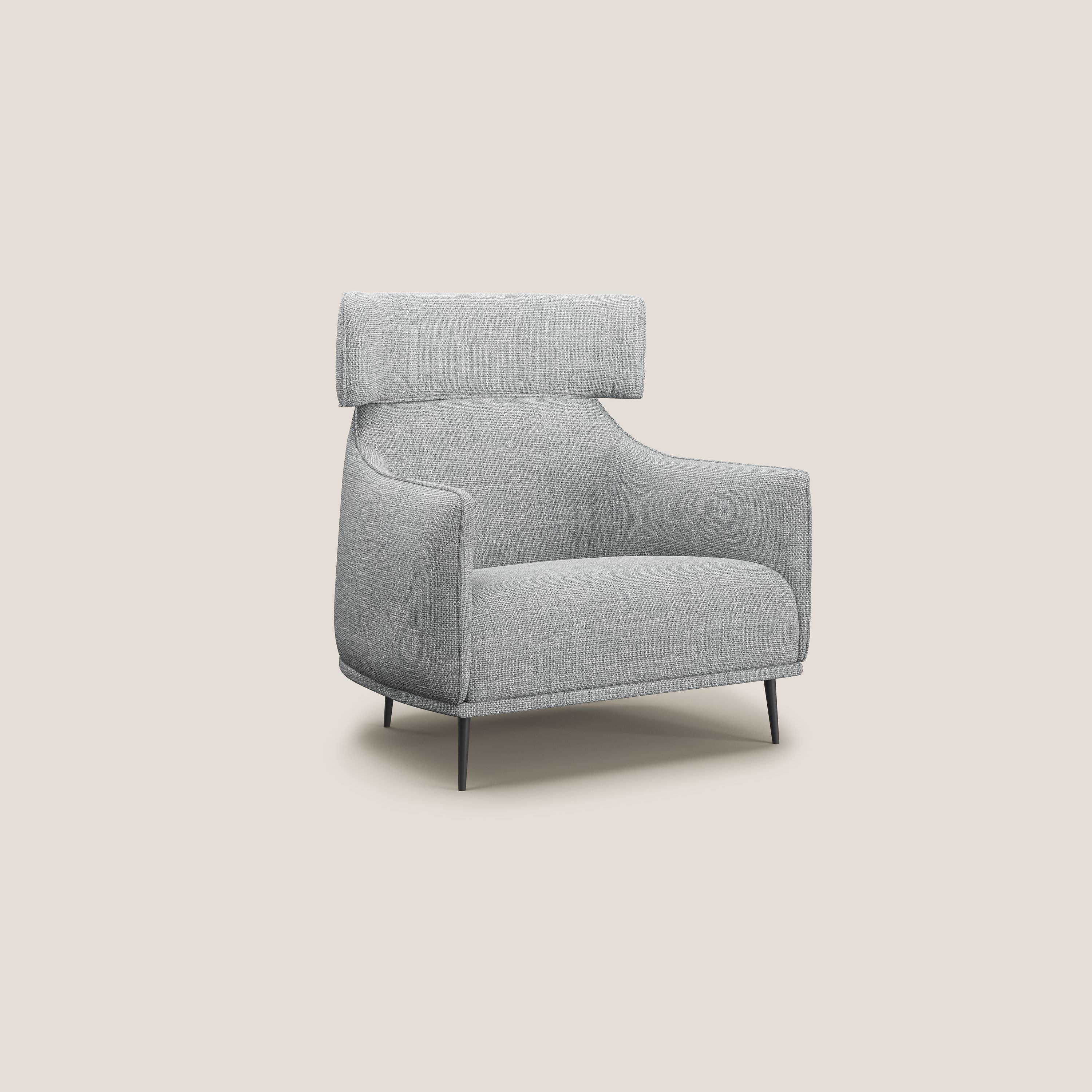 Zelda Poltroncina dal design moderno in morbido tessuto impermeabile T06 grigio - divani.store