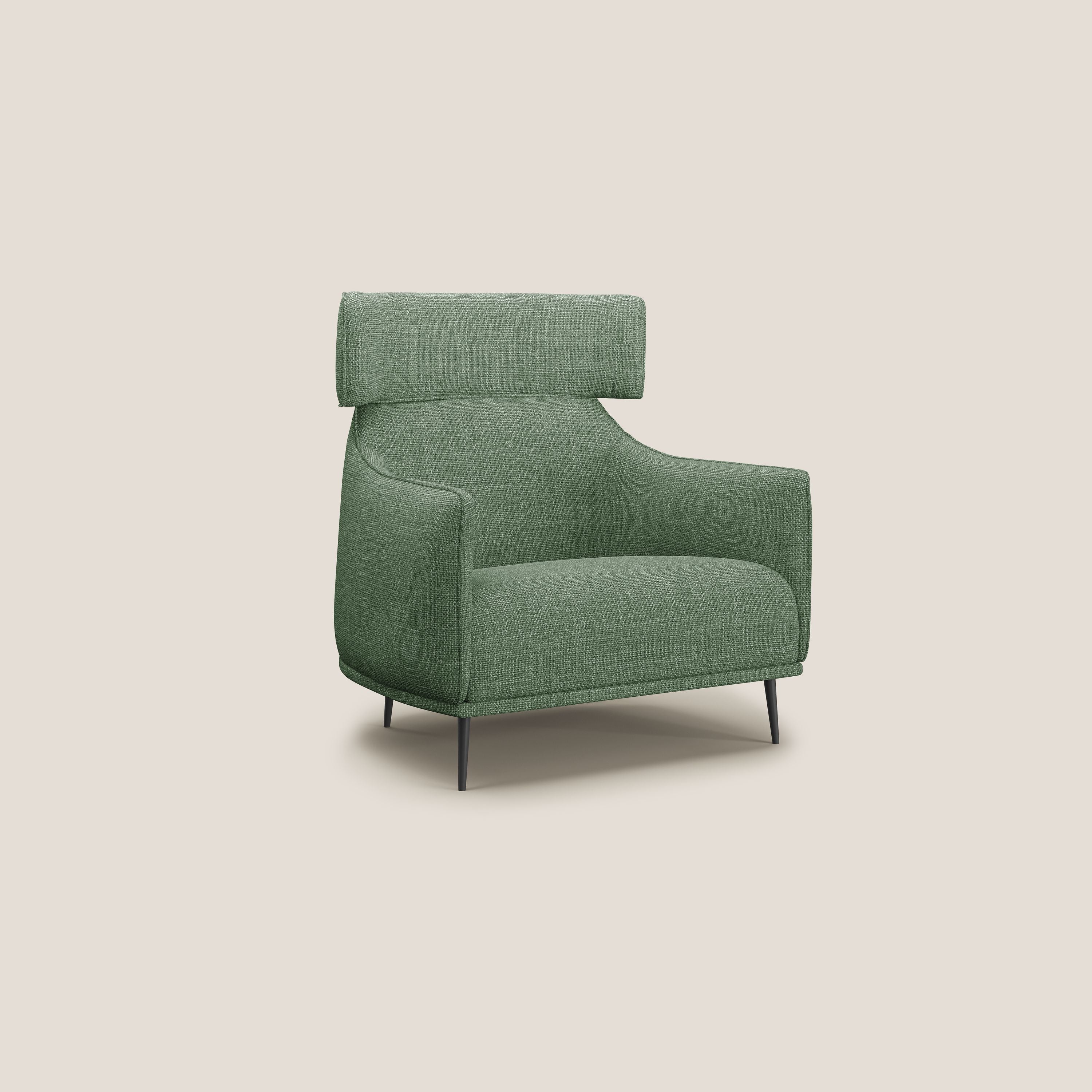 Zelda Poltroncina dal design moderno in morbido tessuto impermeabile T06 verde - divani.store