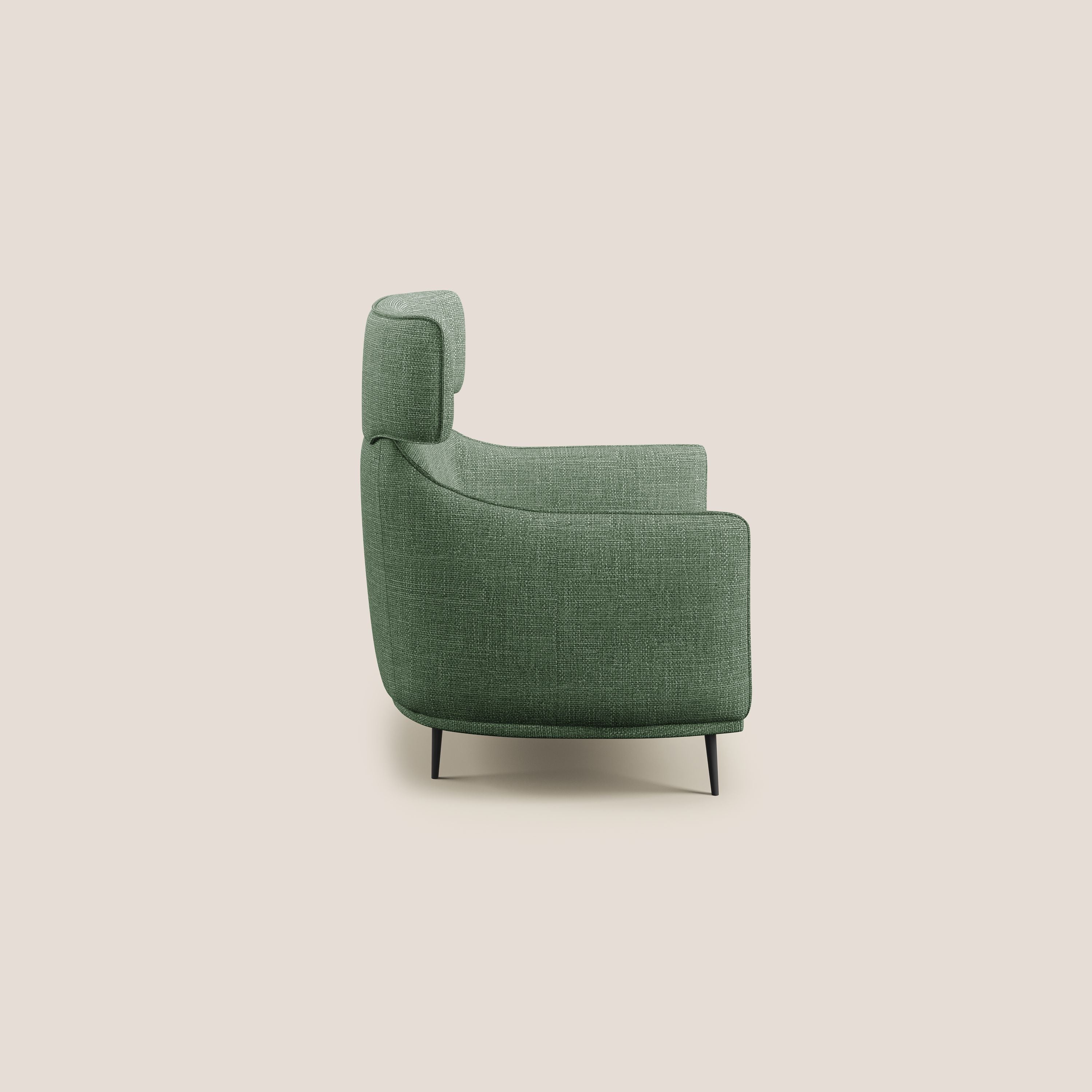 Zelda Poltroncina dal design moderno in morbido tessuto impermeabile T06 verde - divani.store