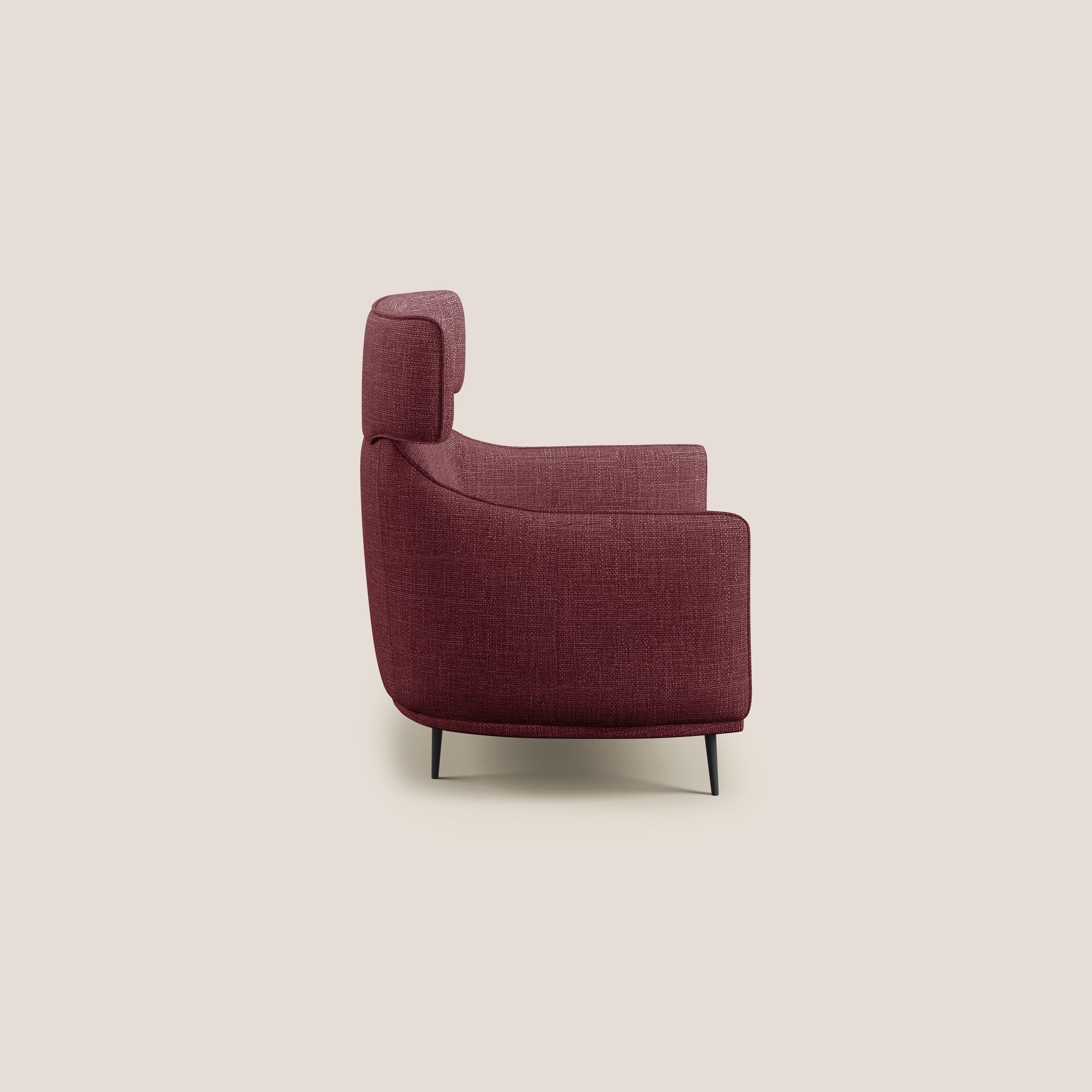 Zelda Poltroncina dal design moderno in morbido tessuto impermeabile T06 rosso - divani.store