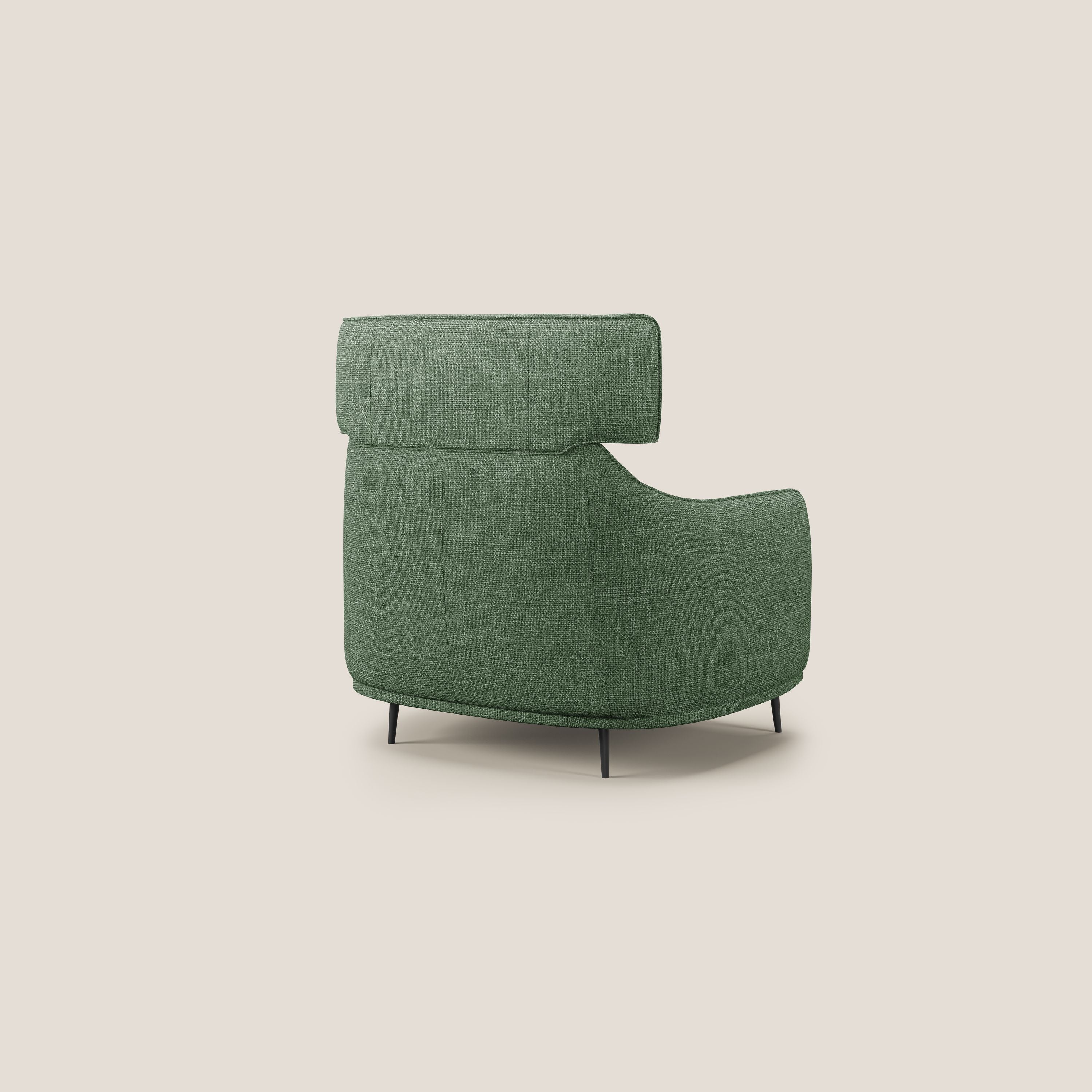 Zelda Poltroncina dal design moderno in morbido tessuto impermeabile T06 verde - divani.store